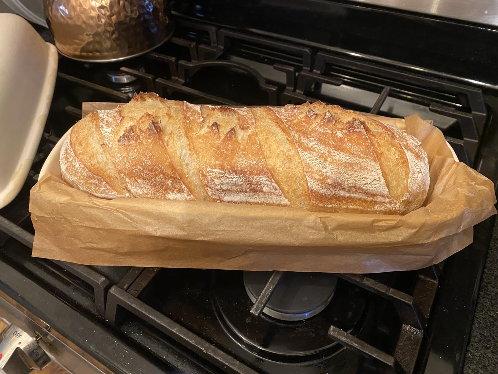 Sassafras Superstone Covered Bread Baker with Lid - Bisque Glazed Exterior and Unglazed Interior Stoneware Bakeware - Bakes an Artisan Italian Bread with Crusty Crust and a Light Crumb customer photo 1