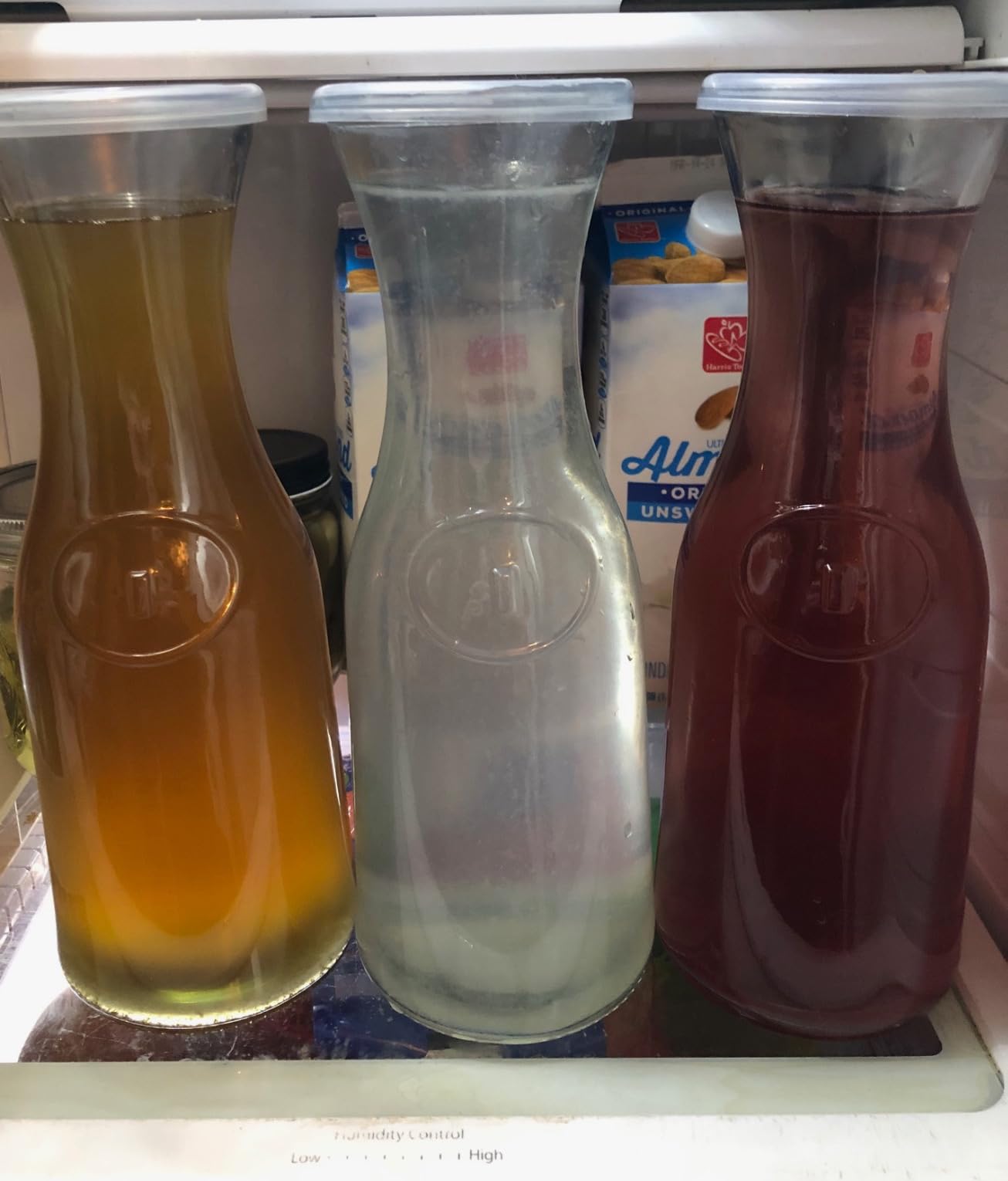 KooK Glass Carafe, Mimosa Bar Supplies, Carafe Pitchers with Lid, Set of 3, Glass Water Pitcher, Drink Dispensers for Parties, Tea, Wine, and Juice, Plastic Lids, Dishwasher Safe, 35 oz customer photo 2