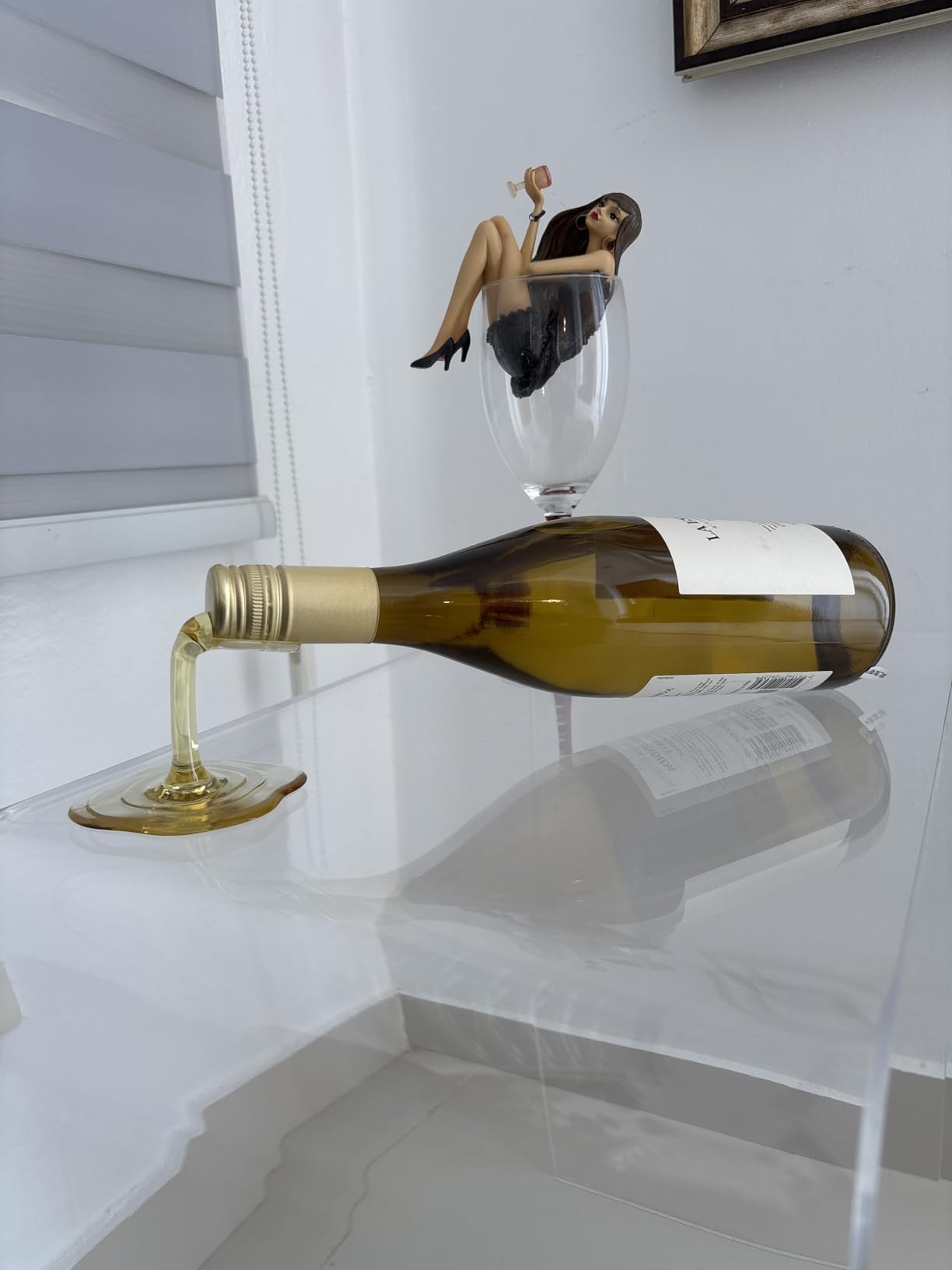 Spilled Wine Bottle Holder - Fun and Unique Way to Display Your Favorite Wine - Red and White (Set of 2) customer photo 2