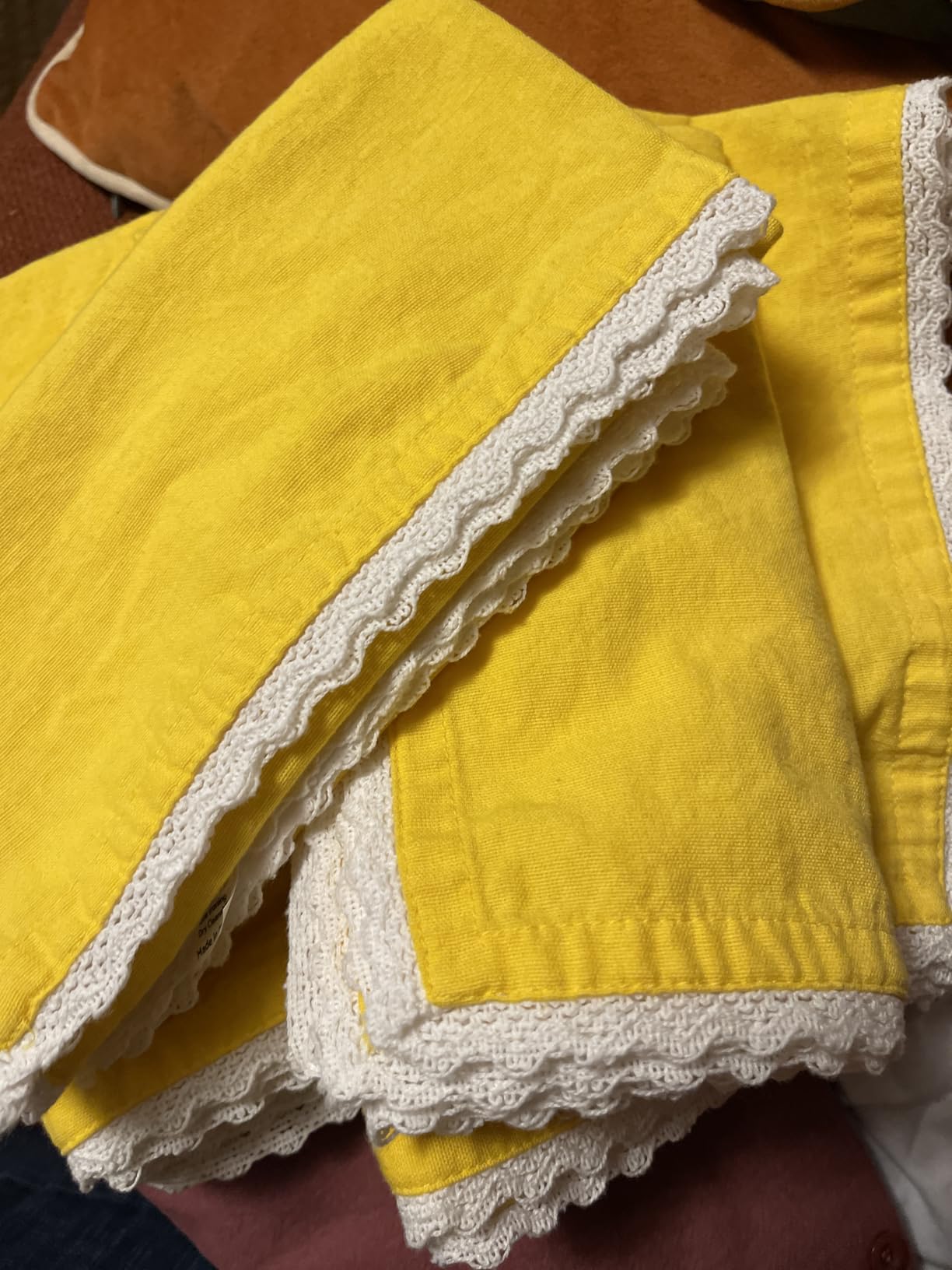 FINGERCRAFT Dinner Cloth Napkin Cotton Linen 12 Pack Vintage Rustic Premium Quality Mitered Corners Napkin Cloth with Elegant Lace for Everyday Use, Pre Shrunk and Good Absorbency 20x20 in Ivory customer photo 1