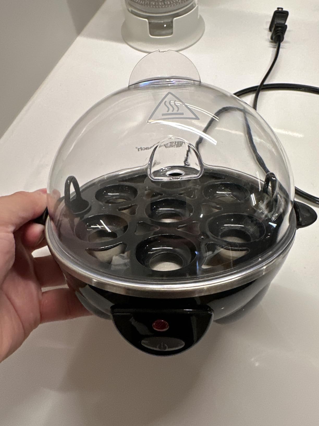 Hamilton Beach 3-in-1 Electric Egg Cooker for Hard Boiled Eggs, Poacher Eggs, Omelet Maker & Vegetable Steamer, Holds 7, Mint (25504) customer photo 2