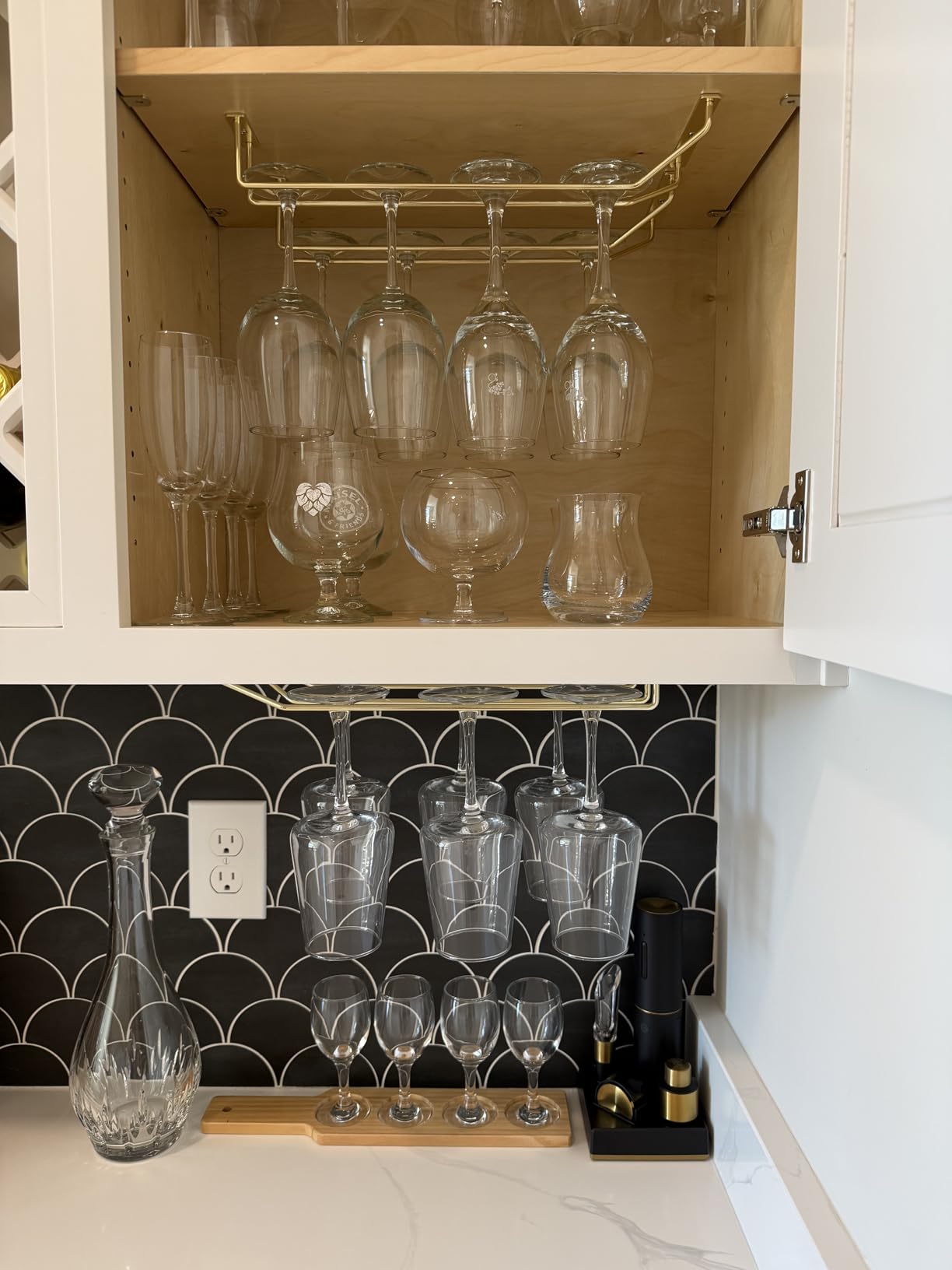 14-Inch Black Wine Glass Rack, Under Cabinet Wine Glass Holder Stainless Steel Stemware Rack - Hanging Stemware Holder for Cabinet Kitchen Bar, Set of 4 customer photo 2