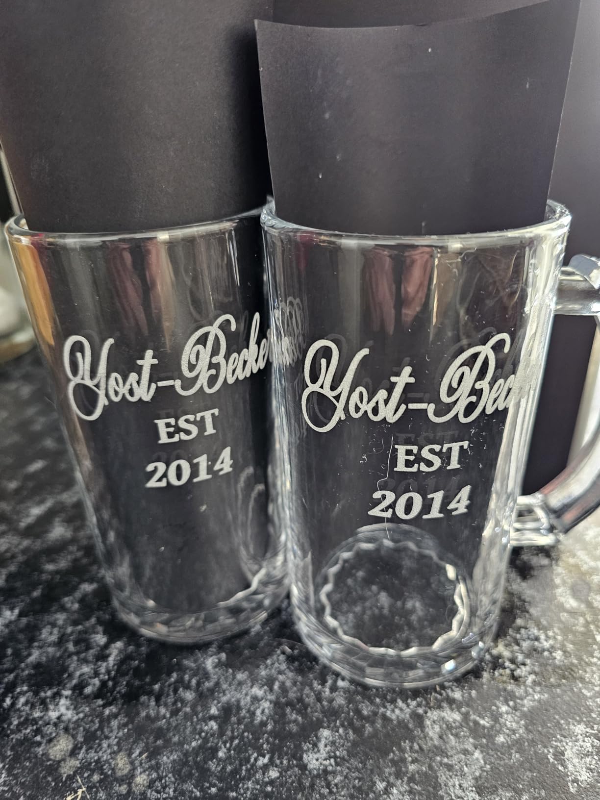 QAPPDA Beer Mugs Set, Glass Mugs With Handle 16oz, Large Beer Glasses For Freezer, Beer Cups Drinking Glasses 500ml, Pub Drinking Mugs Stein Water Cups For Bar, Alcohol, Beverages Set of 8 customer photo 1