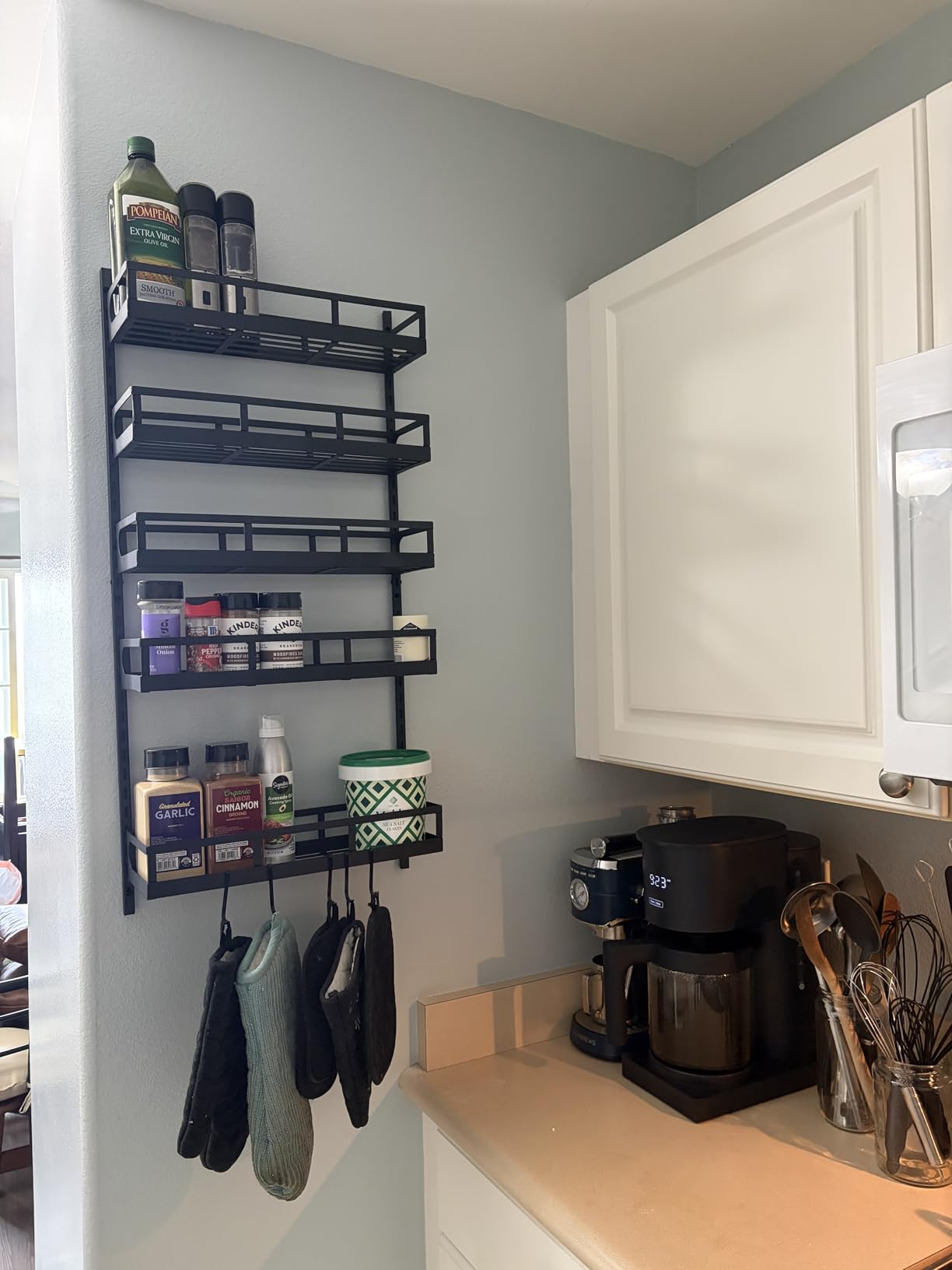 X-cosrack Wall Mount Spice Rack Organizer 5 Tier Height-Adjustable Hanging Spice Shelf customer photo 1