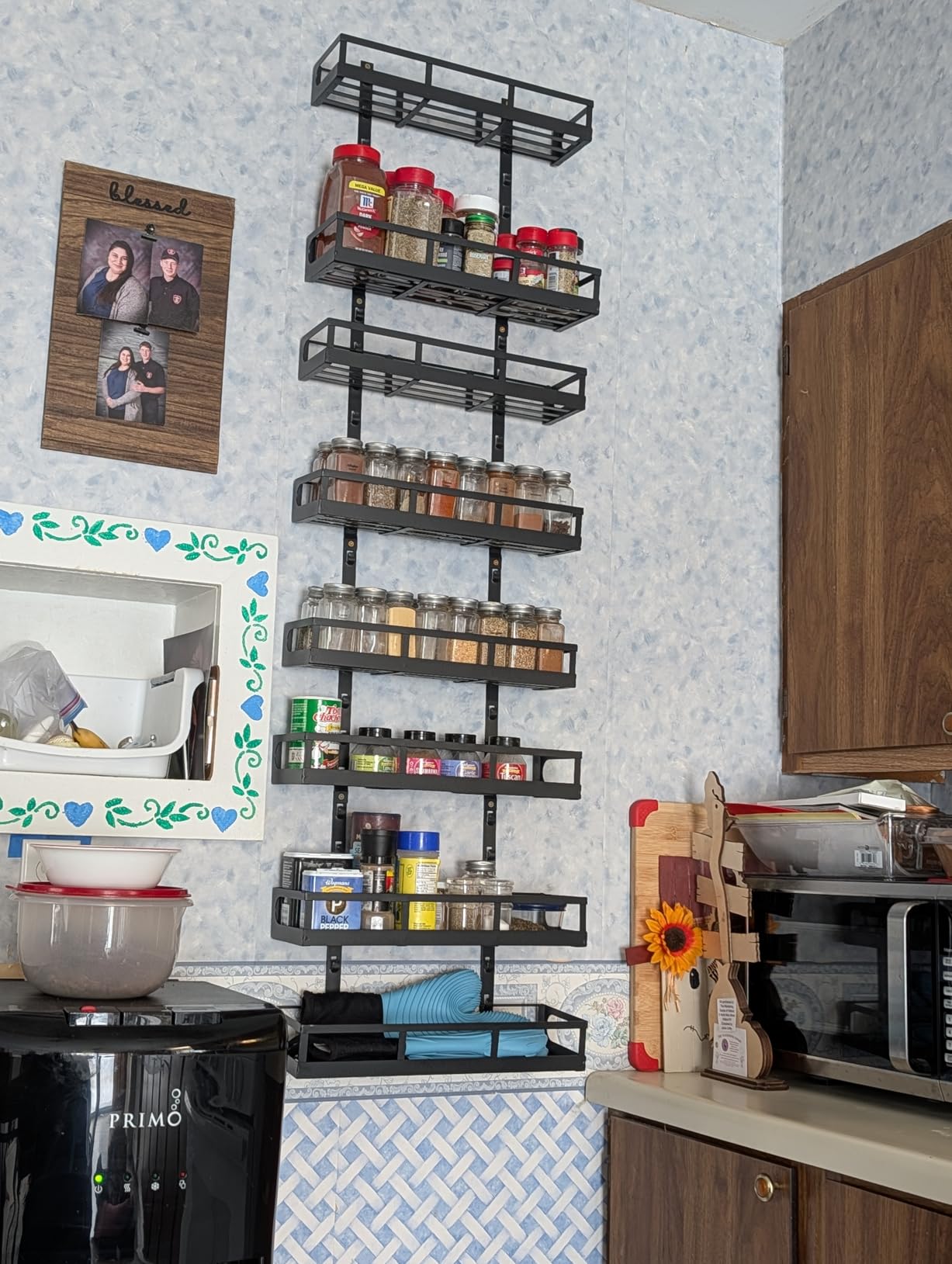 X-cosrack Wall Mount Spice Rack Organizer 5 Tier Height-Adjustable Hanging Spice Shelf customer photo 2