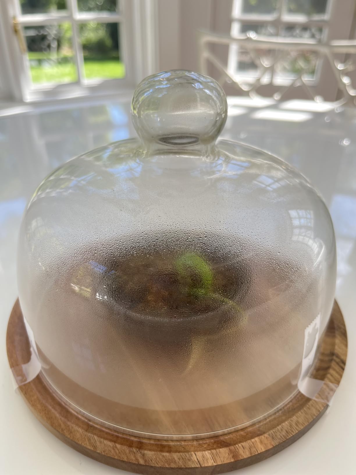 MyGift Cloche Dome Clear Glass Dessert Cheese Serving Tray 7.5 Inch with Acacia Wood Base customer photo 1