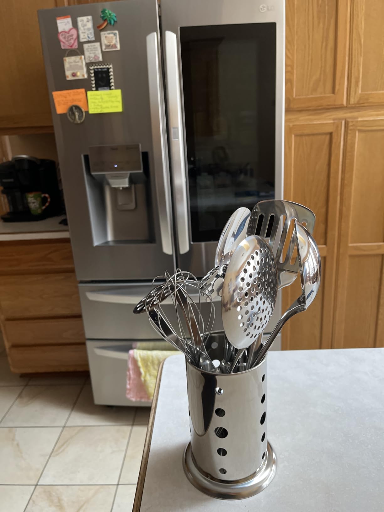 Berglander Cooking Utensil Set 13 Piece Stainless Steel Kitchen Tool Set with Holder, Include Cooking Spoon, Spatula, Whisk, Cooking Tong and etc. customer photo 2