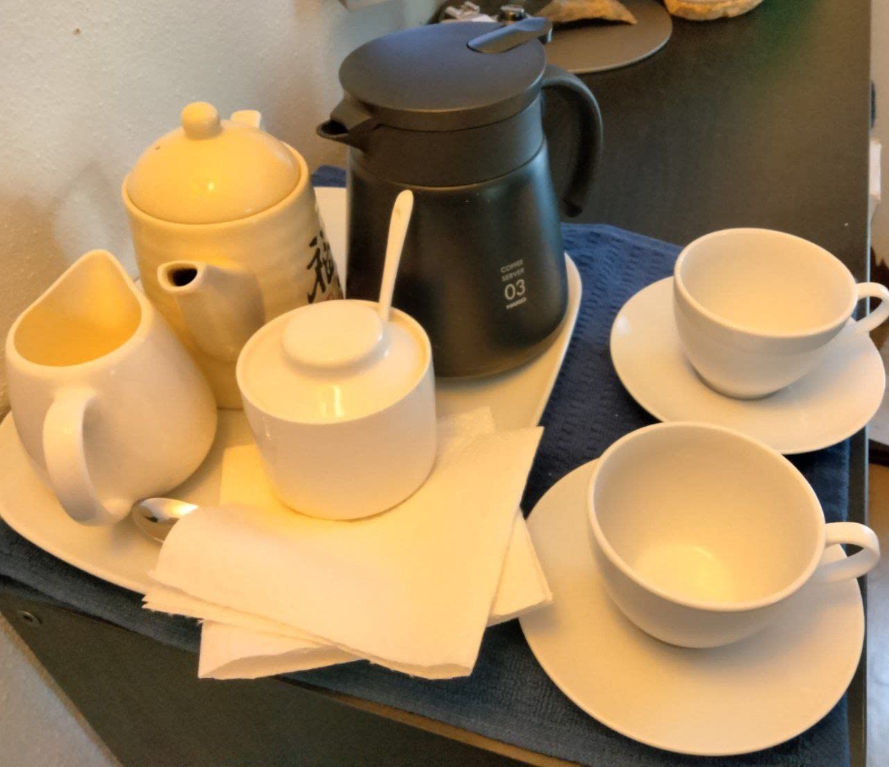 ONTUBE Porcelain Sugar and Creamer Set of 3, Cream Pitcher, Spoon, Sugar Bowl with Lid (White) customer photo 1