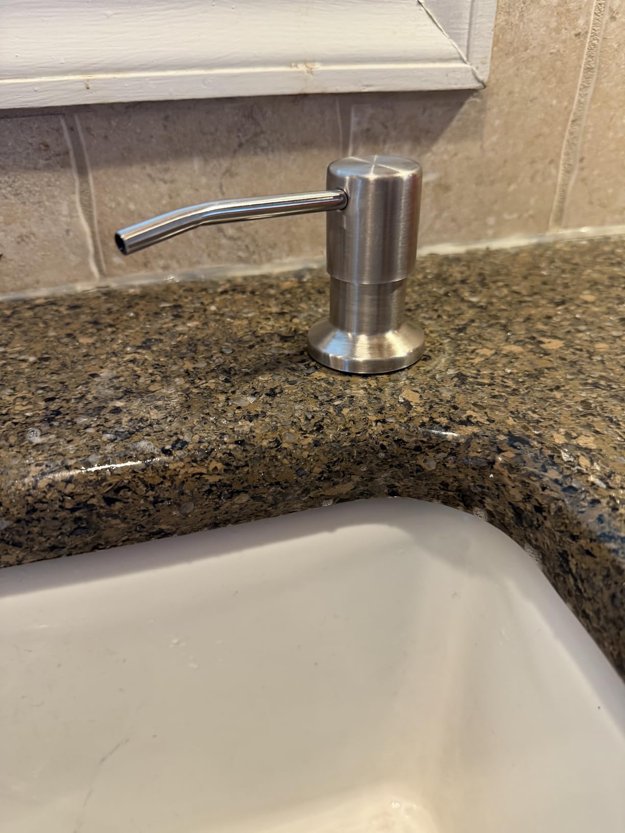 Soap Dispenser for Kitchen Sink, Built in Sink Soap Dispenser (Brushed Nickel), Countertop Soap Dispenser Pump with 47