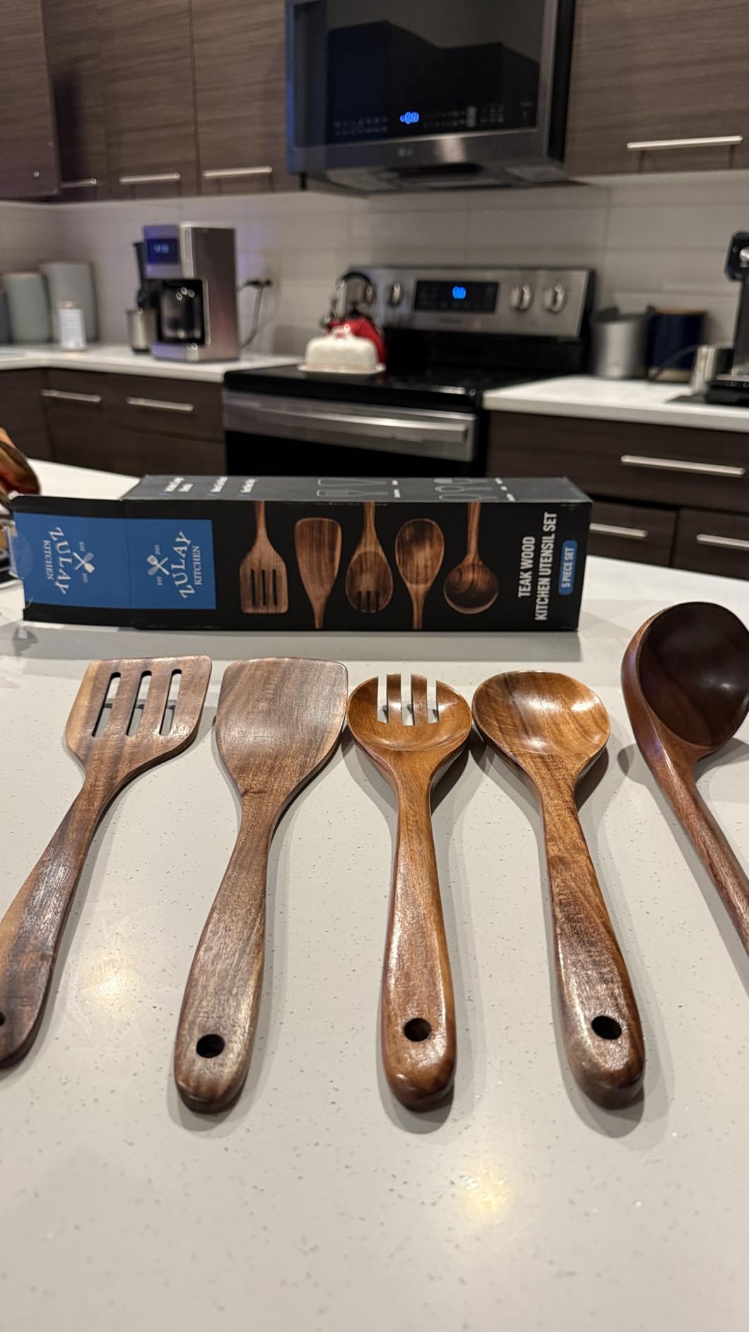 Zulay Kitchen 6 Piece Wooden Spoons for Cooking - Natural Teak Wooden Utensil Set customer photo 2