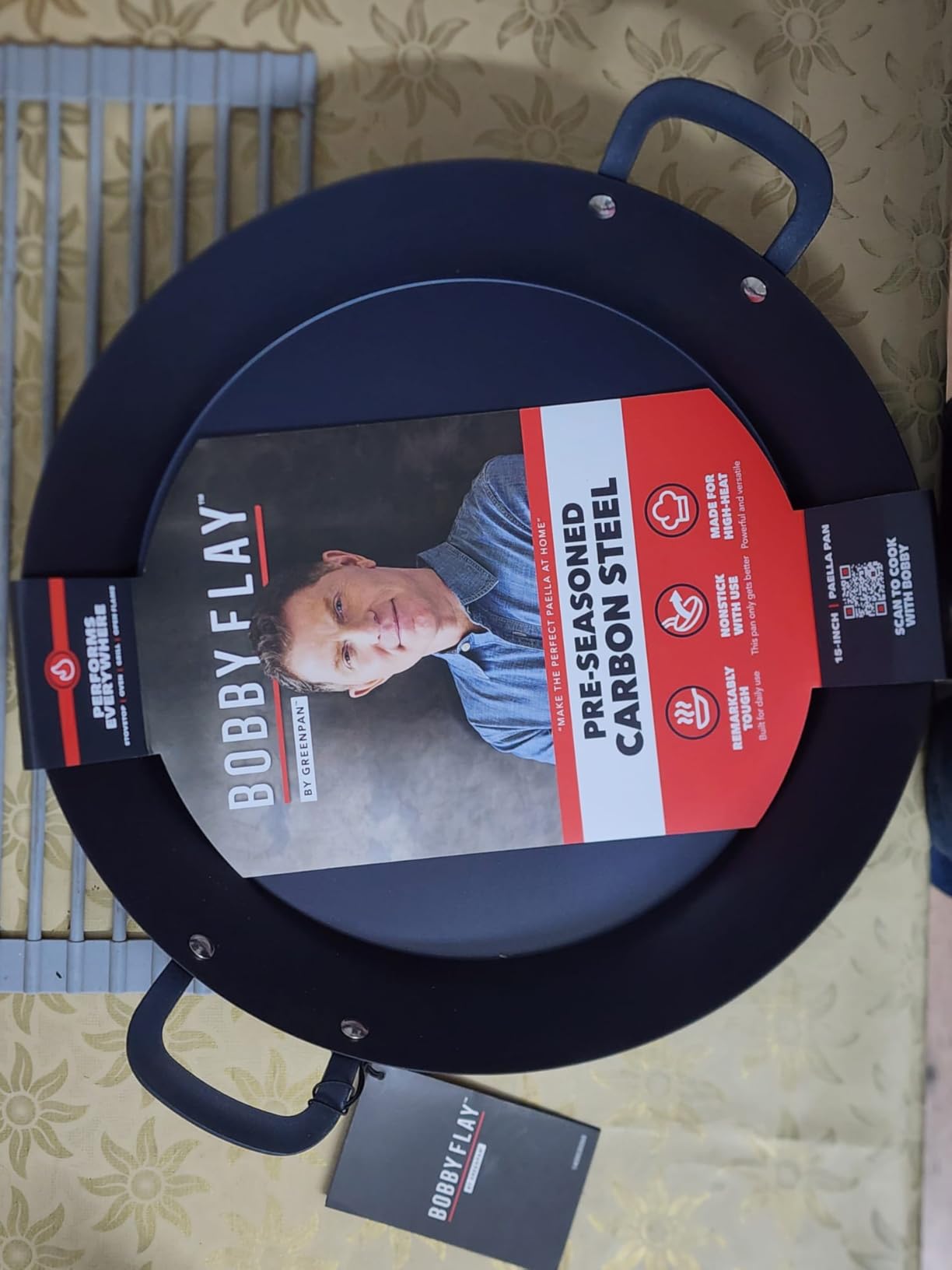 GreenPan x Bobby Flay 15-Inch Carbon Steel Paella Pan, Pre-Seasoned, PFAS-Free, Induction Compatible, Flat Bottom customer photo 2