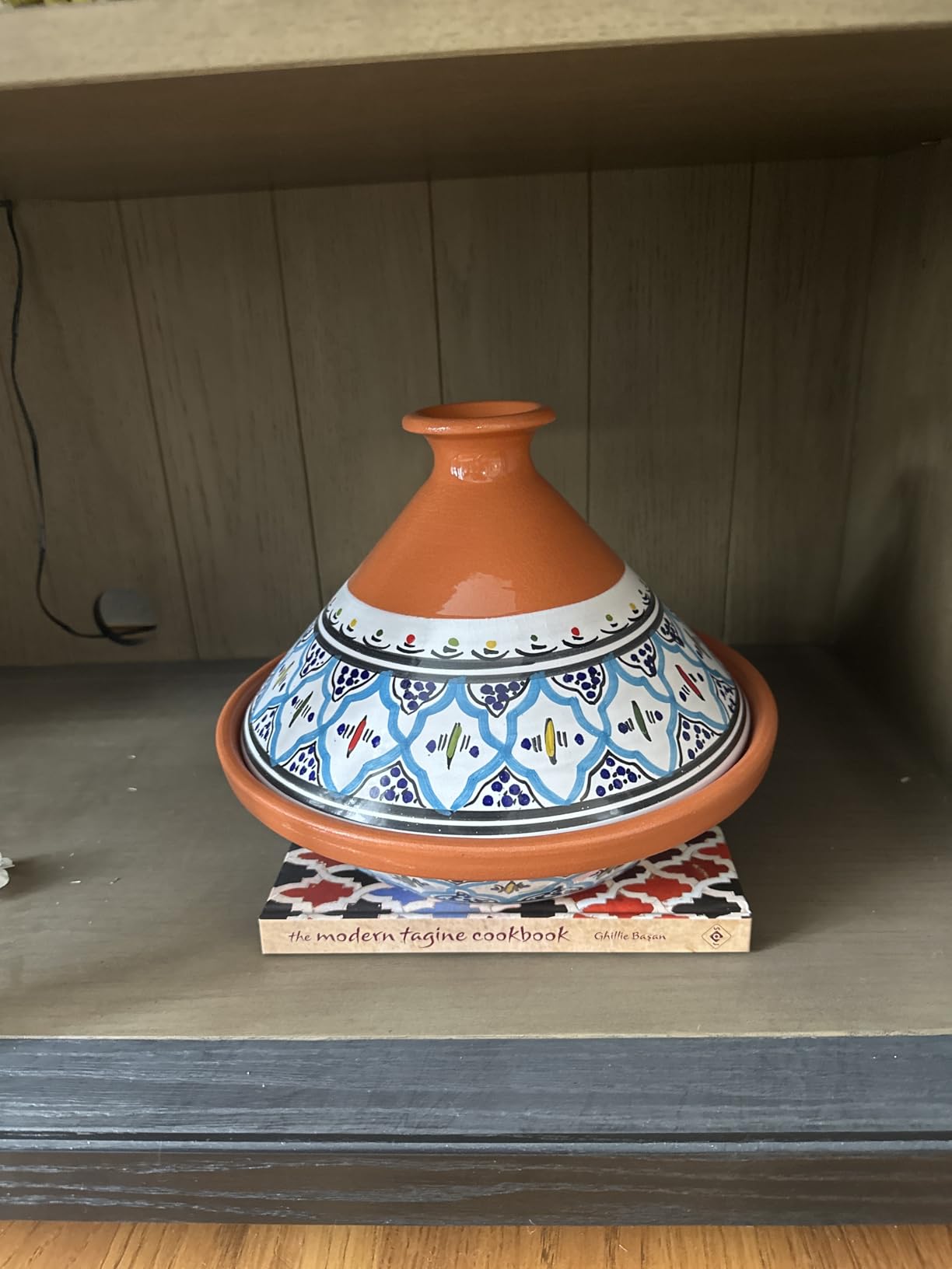 Kamsah Tagine Pot for Cooking and Flavor Enrichment - Large Clay Pot 12 inch, 5.5 QT - Non-Stick Handmade Cookware - Moroccan Ceramic Pots for Cooking with Lid and Serving Bowl - Bohemian Supreme Blue customer photo 1