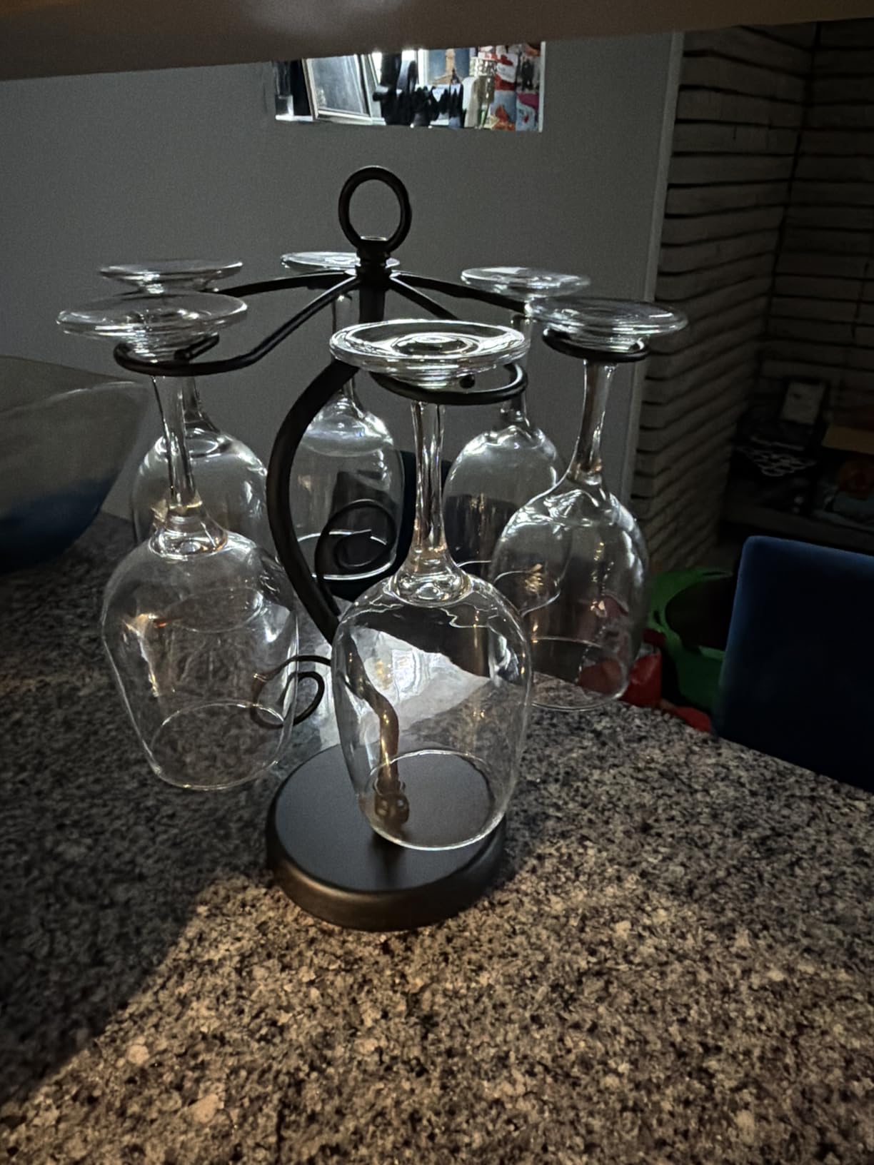 Countertop Wine Glass Holder - Freestanding Tabletop Stemware Storage Rack Metal Glasses Display Rack Black with 6 Hooks customer photo 1