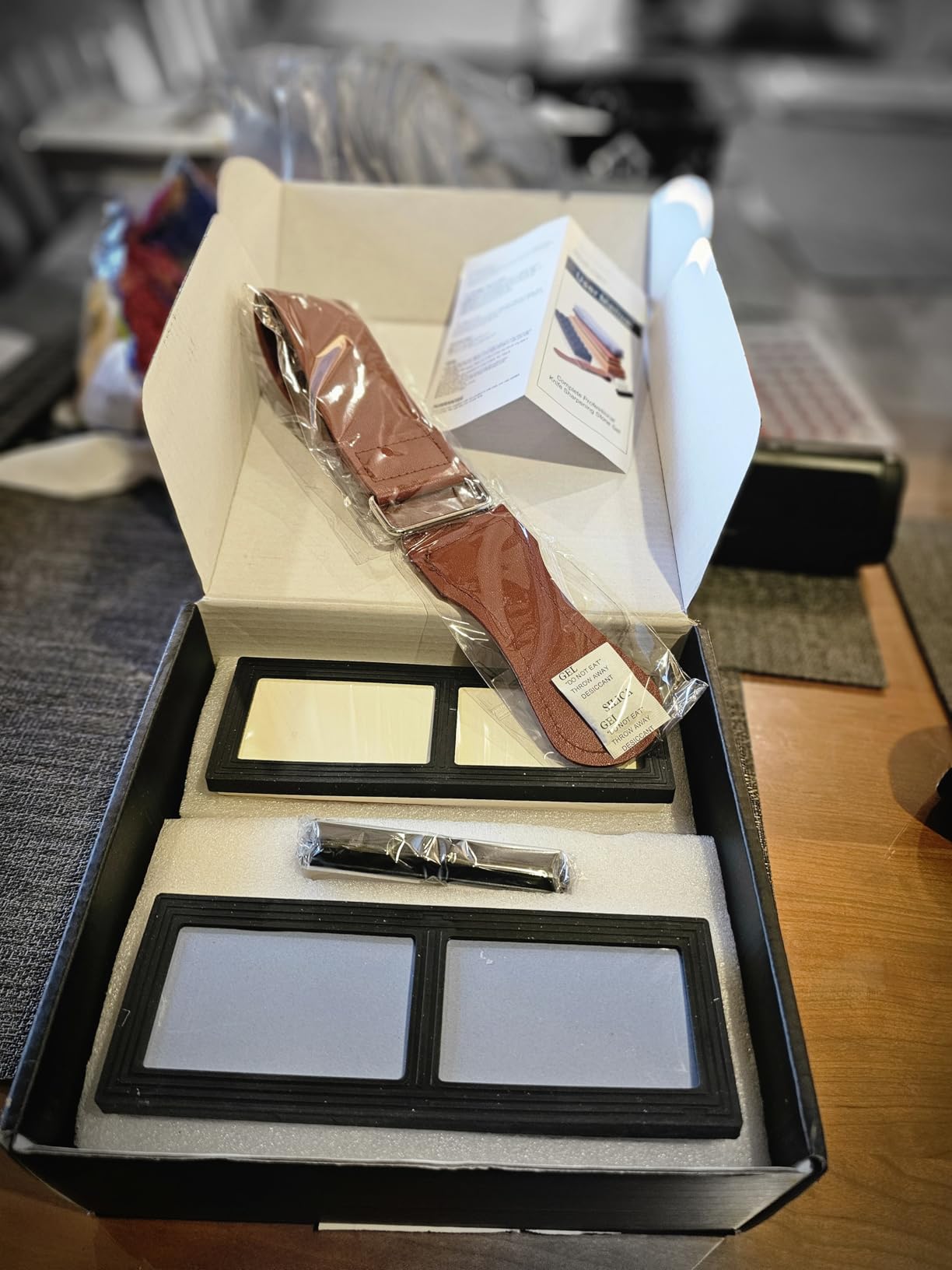 Intelitopia Complete Knife Sharpening Stone Set - Dual Grit Whetstone 400/1000 3000/8000 with Leather Strop, Flattening Stone, Bamboo Base customer photo 1