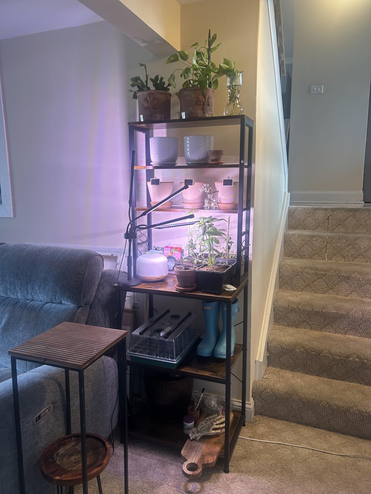 VASAGLE Coffee Bar, 31.5 Inches Baker's Rack for Kitchen with Storage, 6-Tier Kitchen Shelves with 6 Hooks, Microwave Stand, Industrial, Rustic Brown and Ink Black customer photo 2