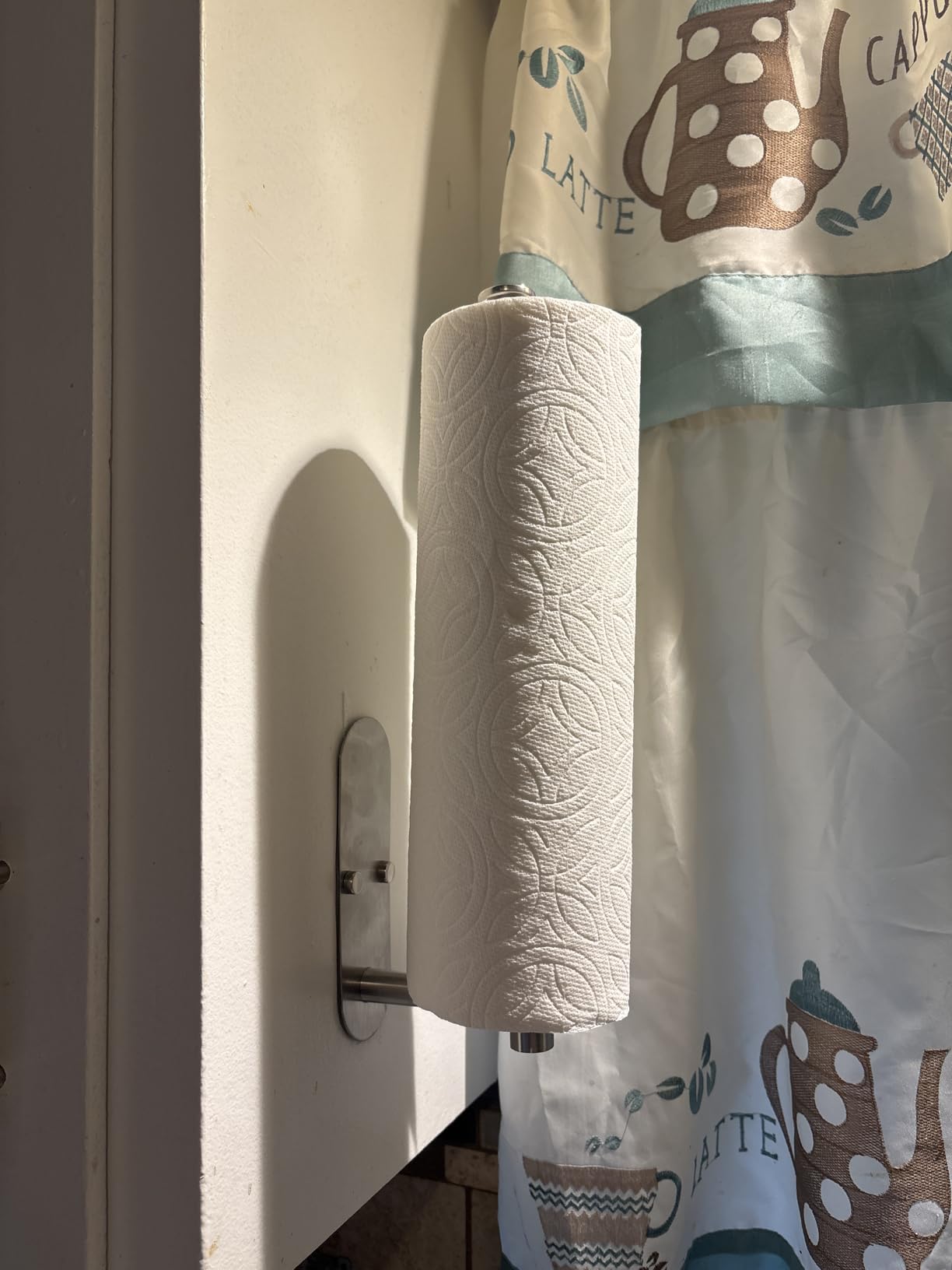 Paper Towel Holders for Kitchen, Paper Towels Bulk- Self-Adhesive Under Cabinet, Both Available in Adhesive and Screws, Stainless Steel customer photo 2