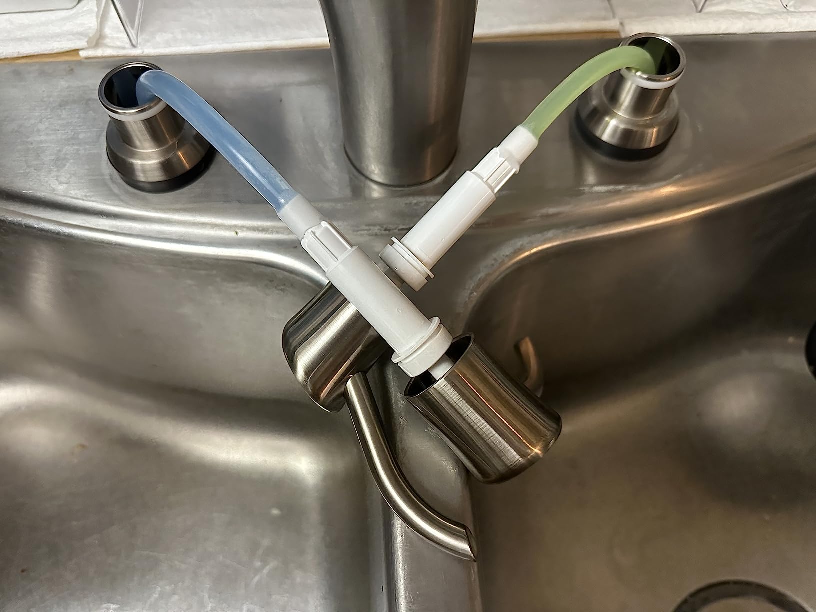 GAGALIFE Built in Counter Soap Dispenser (Brushed Nickel) for Kitchen Sink and Extension Tube Kit, Anti-Leakage Upgrade with 40