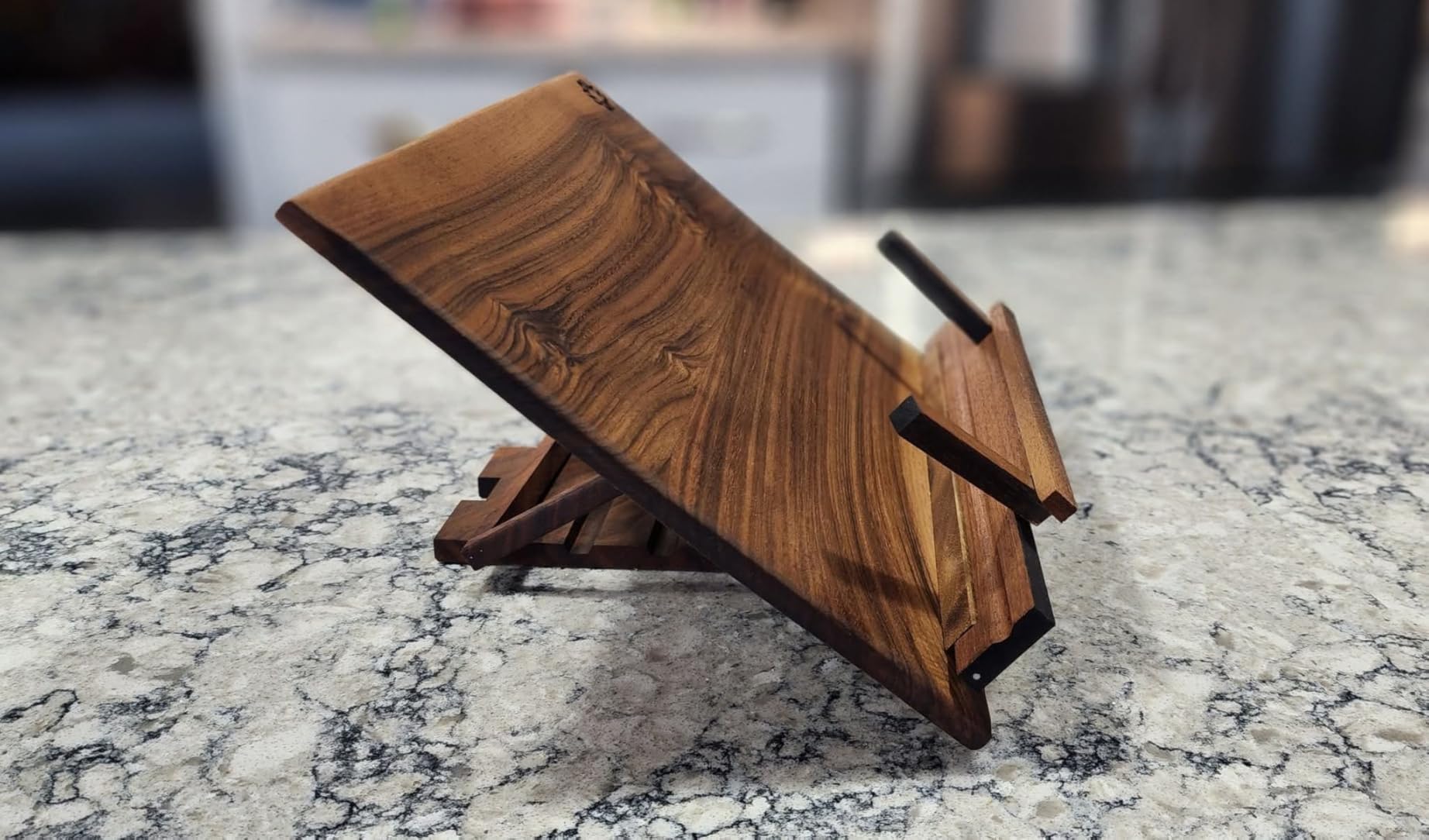 TILISMA Wooden Cook Book Stand - Handmade Walnut Book Holder for Reading Hands Free - Cookbook Stand for Kitchen Counter - Recipe Holder - Reading Accessories for Kitchen - Cookbook in Ipad and Tablet customer photo 1