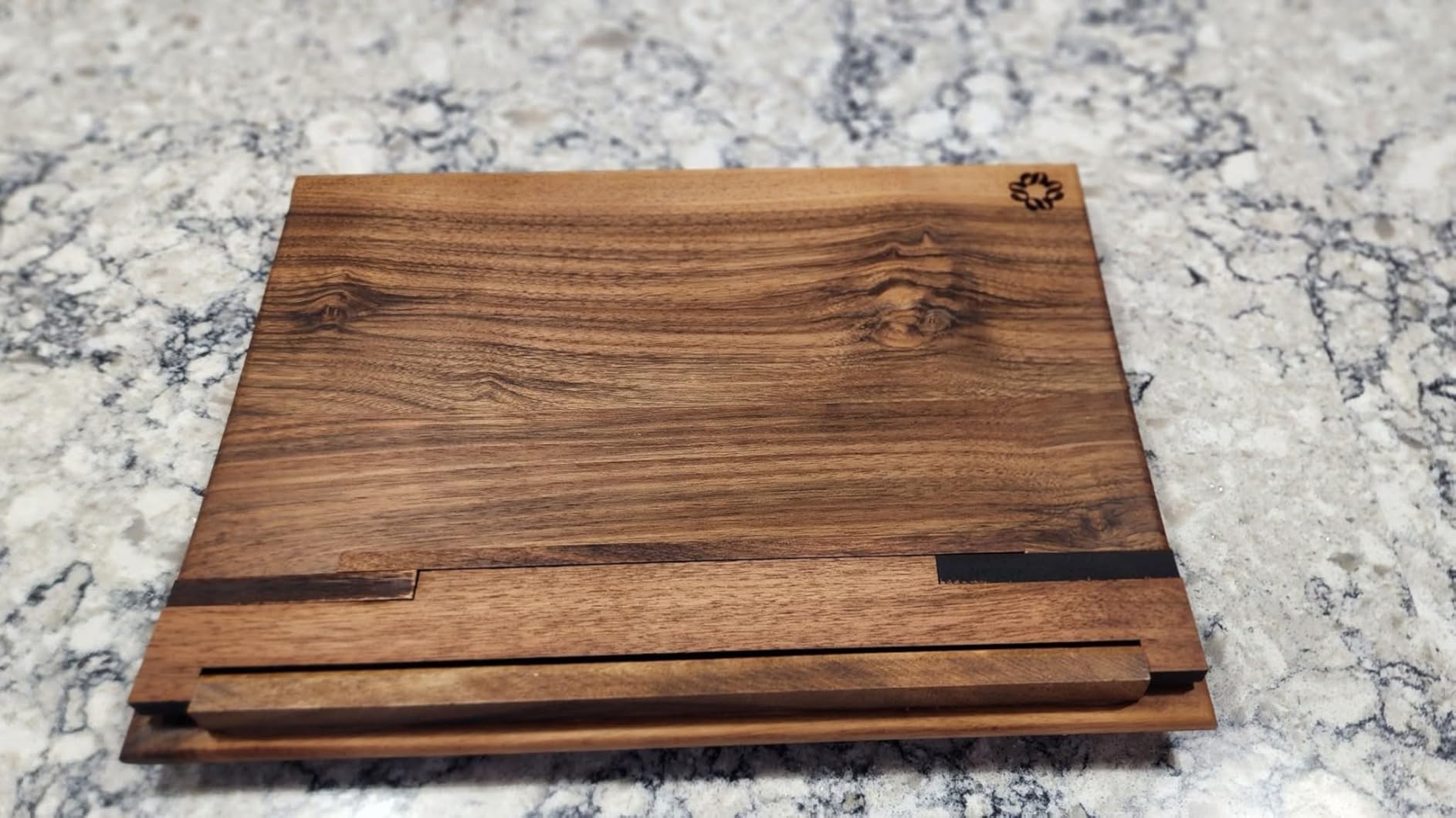 TILISMA Wooden Cook Book Stand - Handmade Walnut Book Holder for Reading Hands Free - Cookbook Stand for Kitchen Counter - Recipe Holder - Reading Accessories for Kitchen - Cookbook in Ipad and Tablet customer photo 2