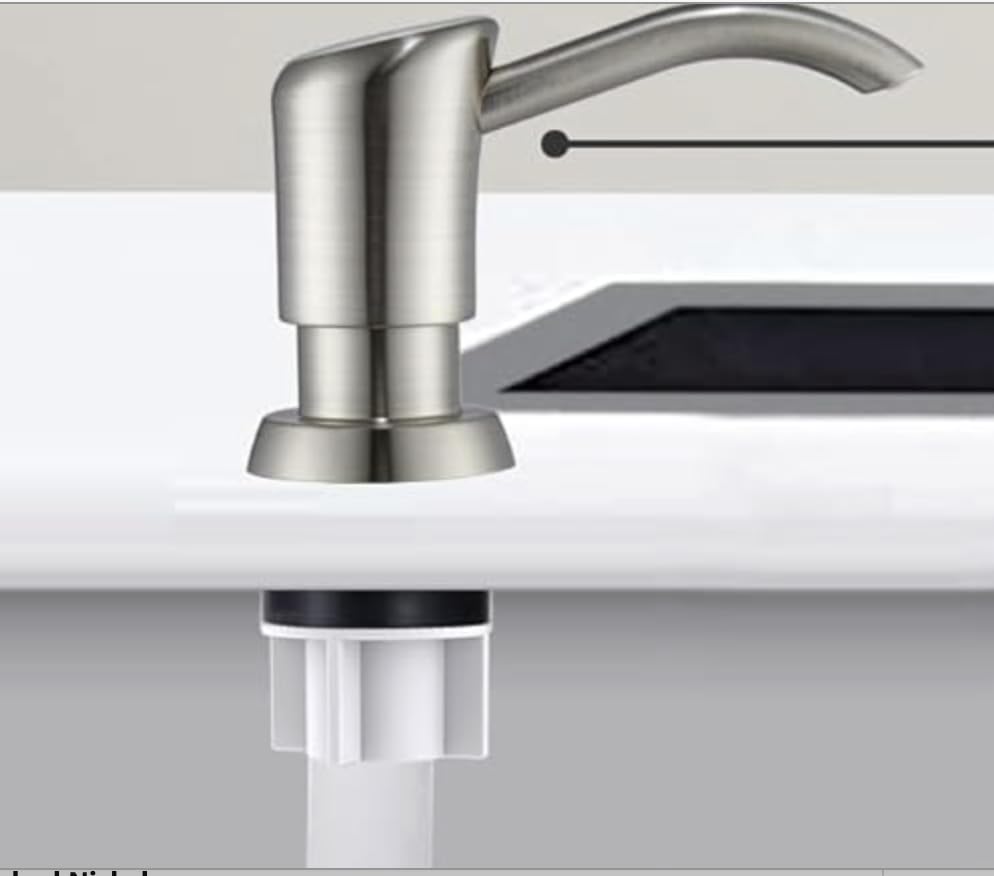 SAMODRA Built in Kitchen Sink Soap Dispenser (Brushed Nickel) with 12 oz Large PET Lotion Bottle, Refill from Top customer photo 1