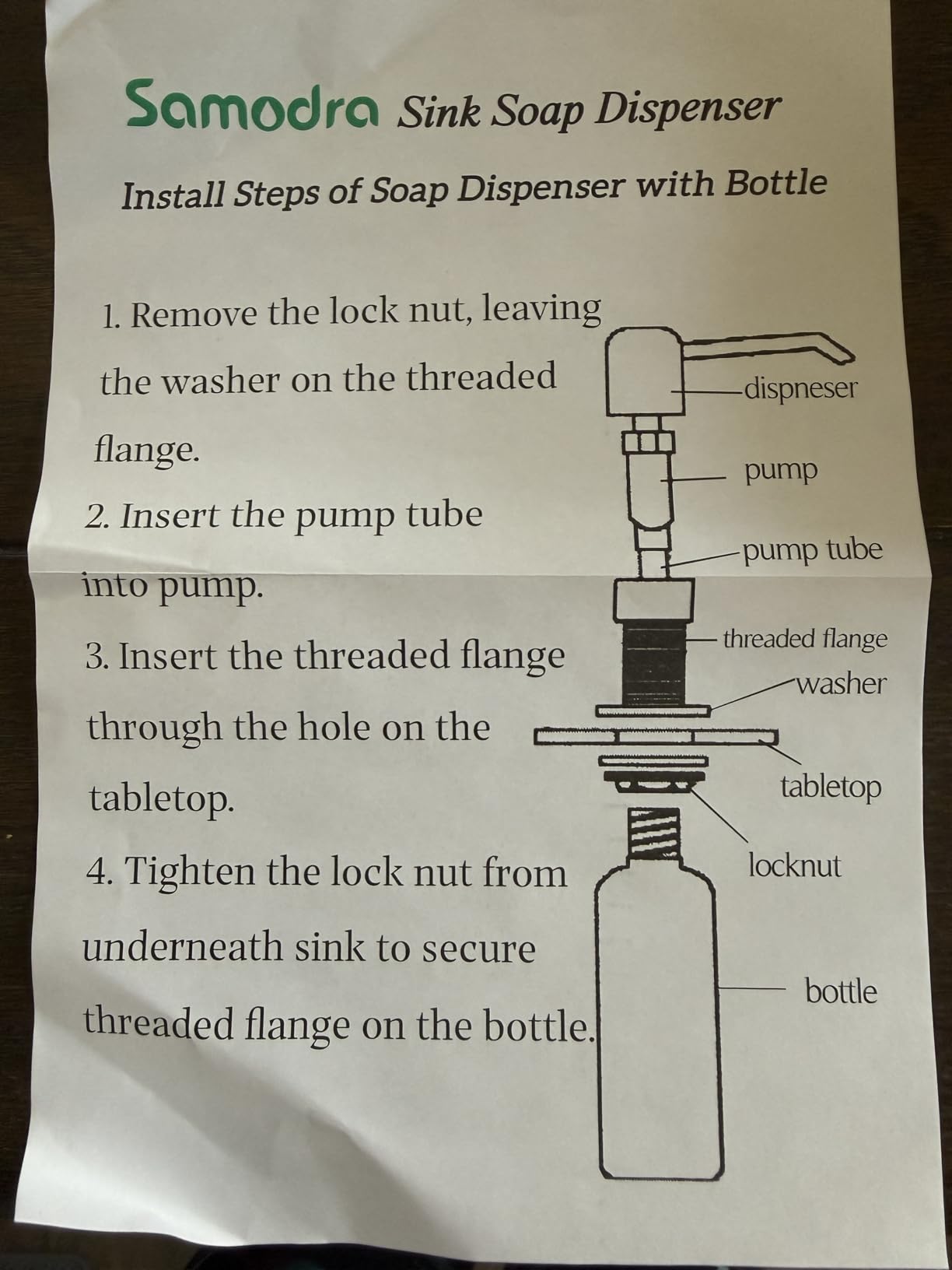SAMODRA Built in Kitchen Sink Soap Dispenser (Brushed Nickel) with 12 oz Large PET Lotion Bottle, Refill from Top customer photo 2