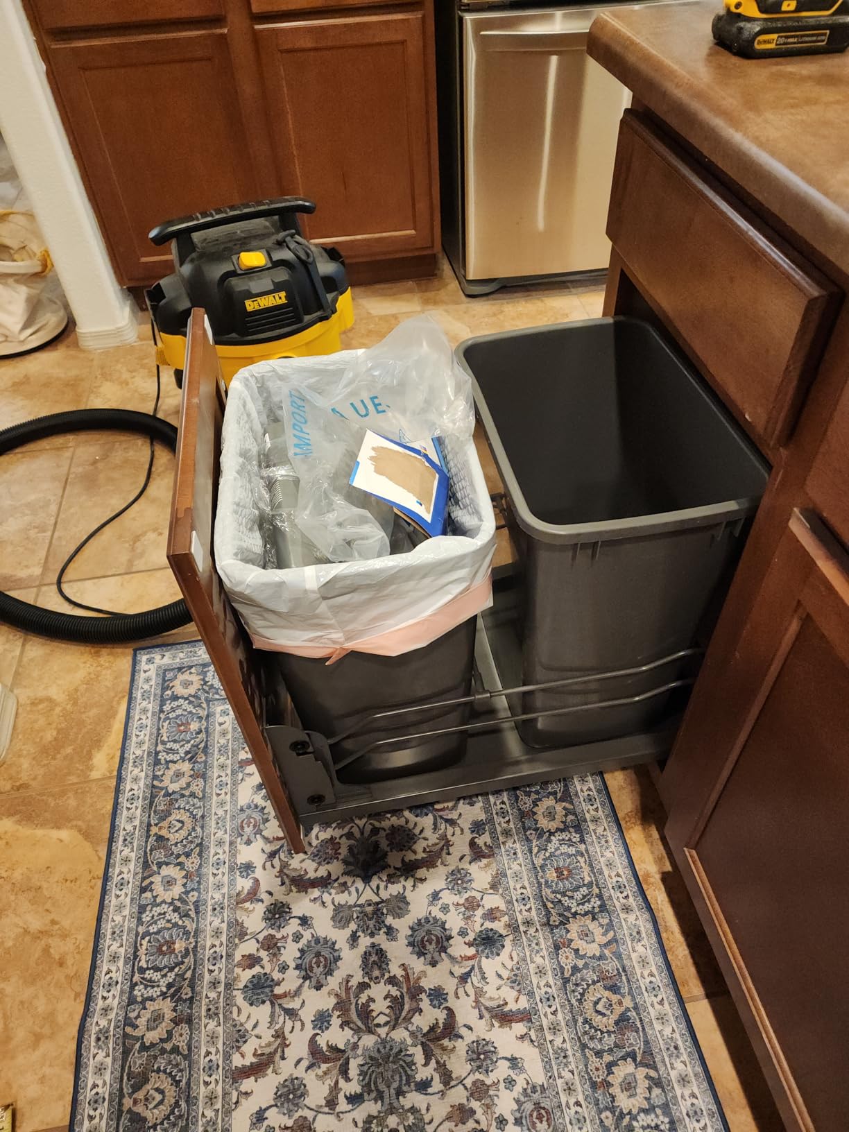 Rev-A-Shelf Double Pullout Trash Cans for Under Kitchen Cabinets 35 Quart 8.75 Gallon with Soft-Close Slides, Orion Gray, 53WC-1835SCDM-213 customer photo 1