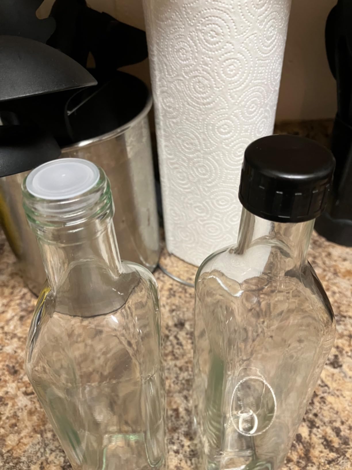 AOZITA [2 PACK] 17 oz Glass Olive Oil Dispenser Bottle Set - 500ml Clear Oil & Vinegar Cruet Bottle with Pourers, Funnel and Labels customer photo 1
