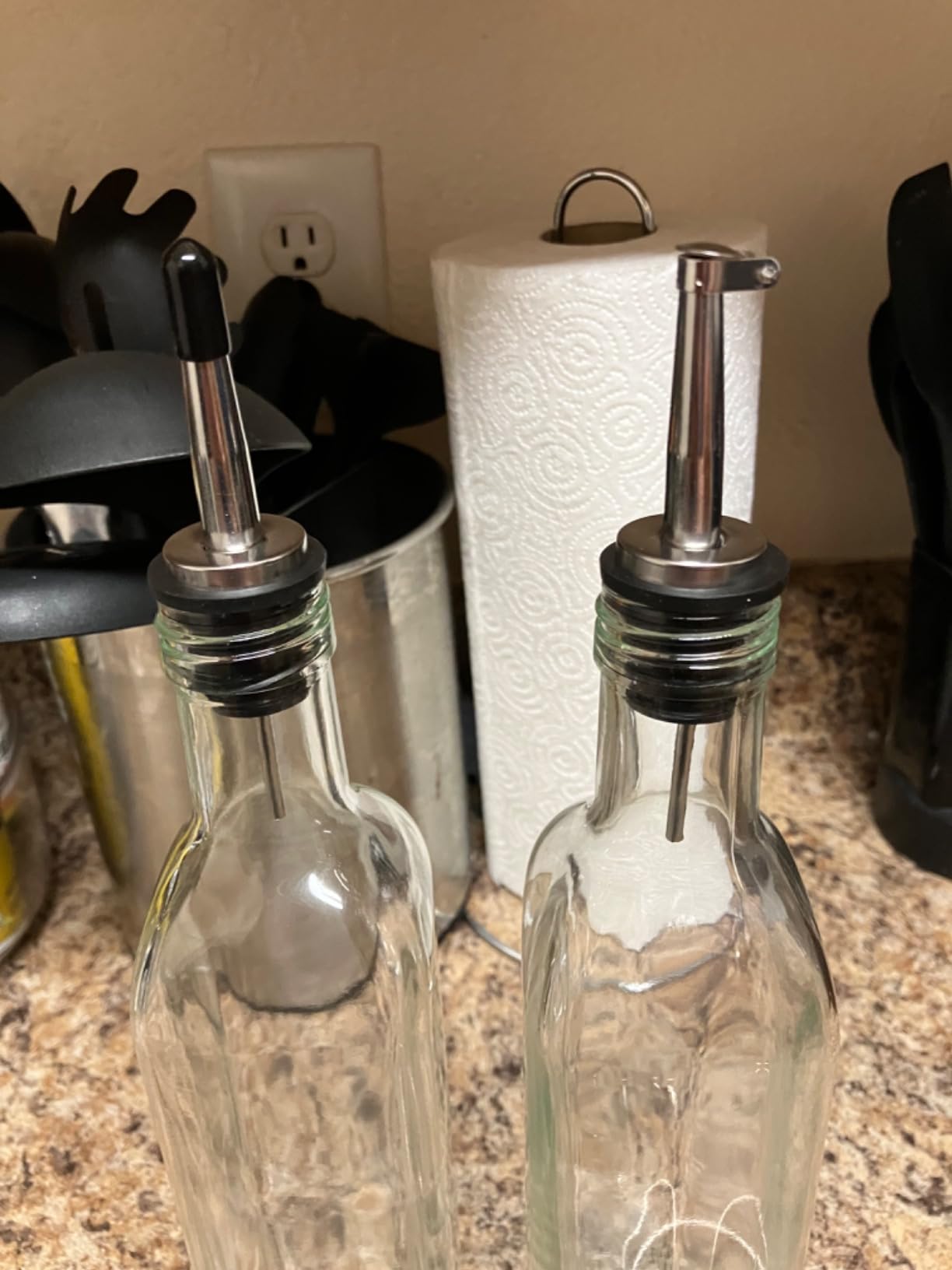 AOZITA [2 PACK] 17 oz Glass Olive Oil Dispenser Bottle Set - 500ml Clear Oil & Vinegar Cruet Bottle with Pourers, Funnel and Labels customer photo 2