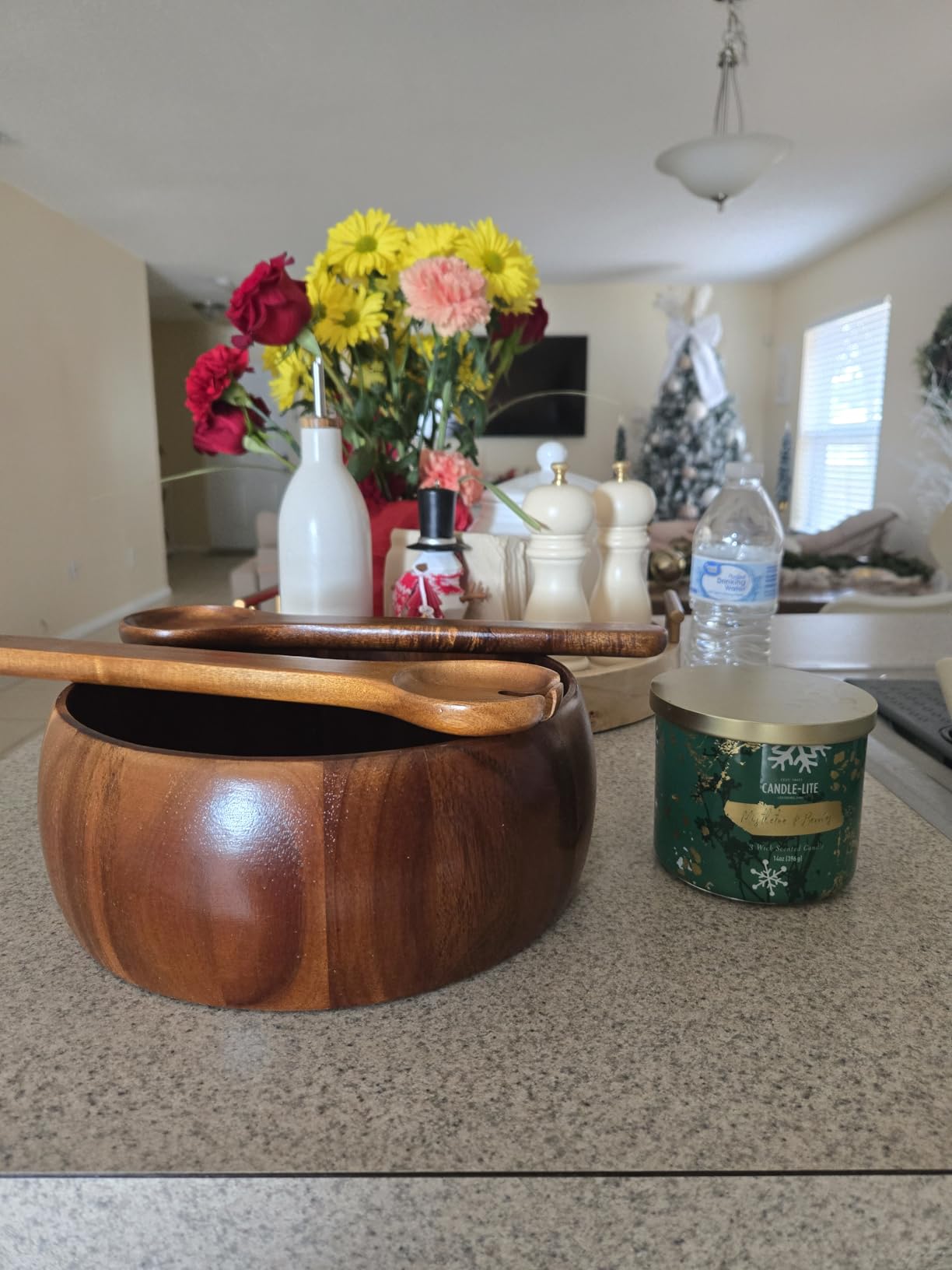 Gibson Home Sherwood 3-Piece Acacia Wood Salad Bowl Set, 32 Quart Large Serving Bowls, Natural Finish, Durable & Eco-Friendly customer photo 1