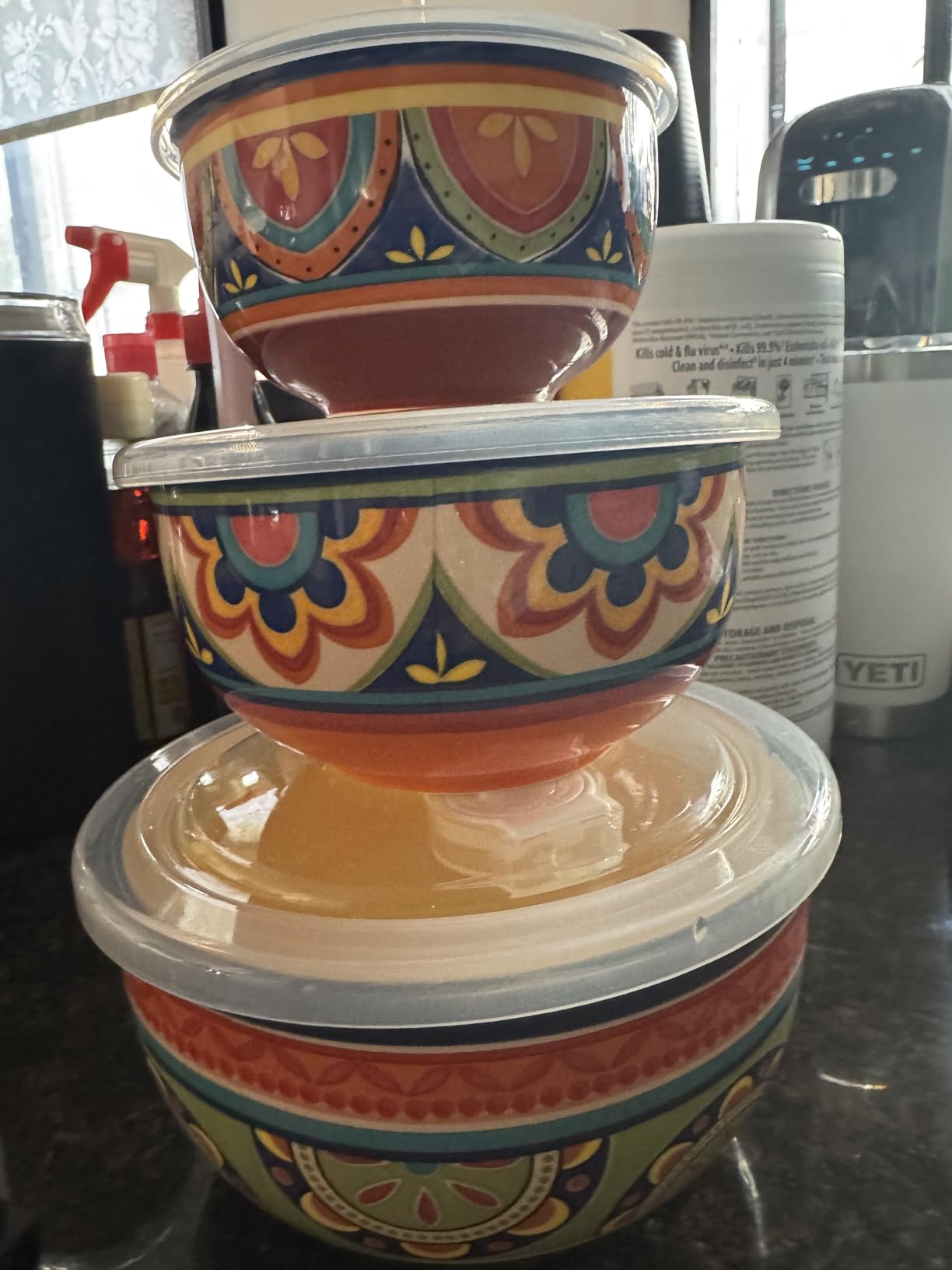 Bico Tunisian Ceramic Bowl with Air Tight Lid Set of 3(27oz, 18oz, 9oz each), Prep bowls, Food Storage Bowl for Salad, Snacks, Fruits, Microwave and Dishwasher Safe customer photo 1