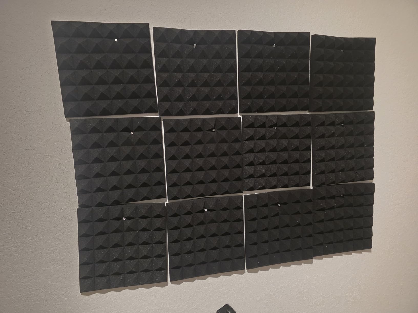 24 Pack-12 x 12 x 2 Inches Pyramid Designed Acoustic Foam Panels, Sound Proof Foam Panels Black, High Density and Fire Resistant customer photo 1