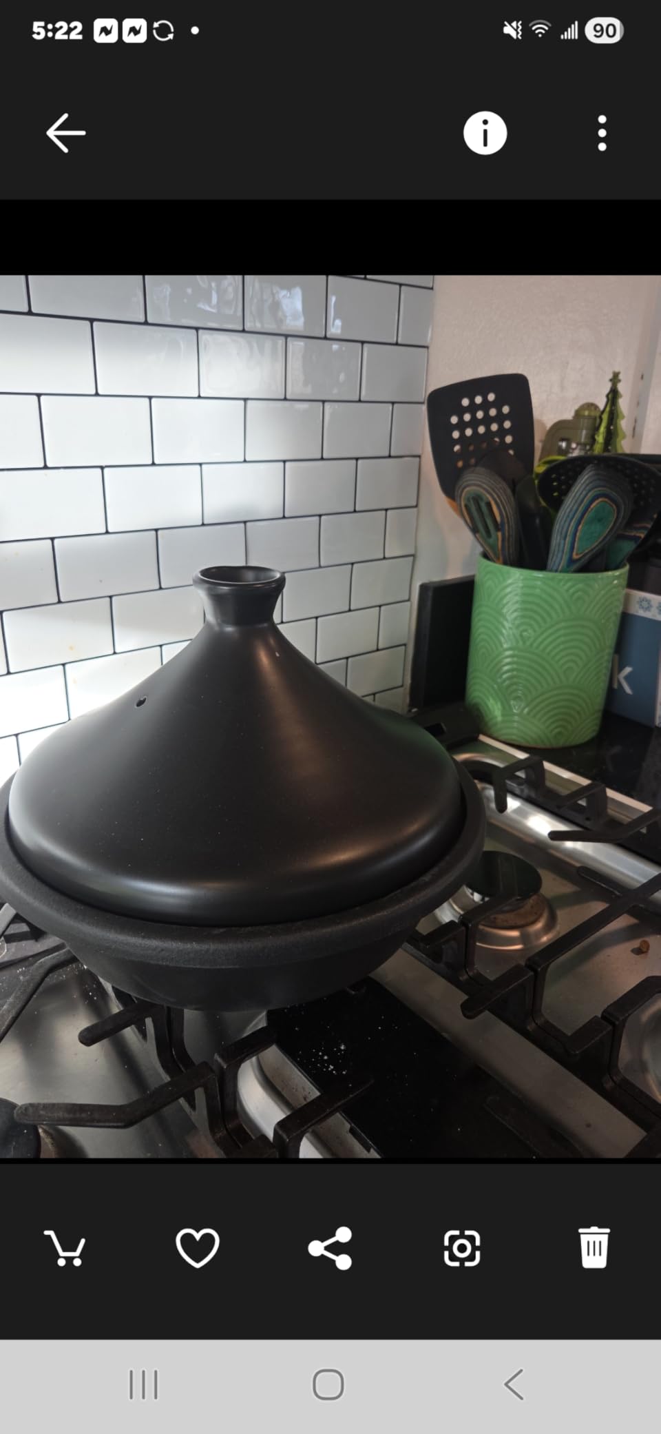 KooK Moroccan Tagine, Enameled Cast Iron Cooking Pot, Tajine with Ceramic Cone-Shaped Closed Lid, 3.3 QT, Stone Blue customer photo 1
