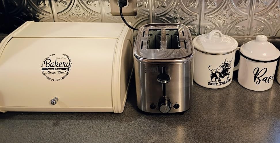 X458 Gray Bread Box Roll Top, Metal Bread Box for Kitchen Countertop, Large Space, Keeps Bakery Items Fresh Longer, Bread Bin for Kitchen Countertop, Breadbox to Store Cookies, Bagels, Muffins customer photo 2
