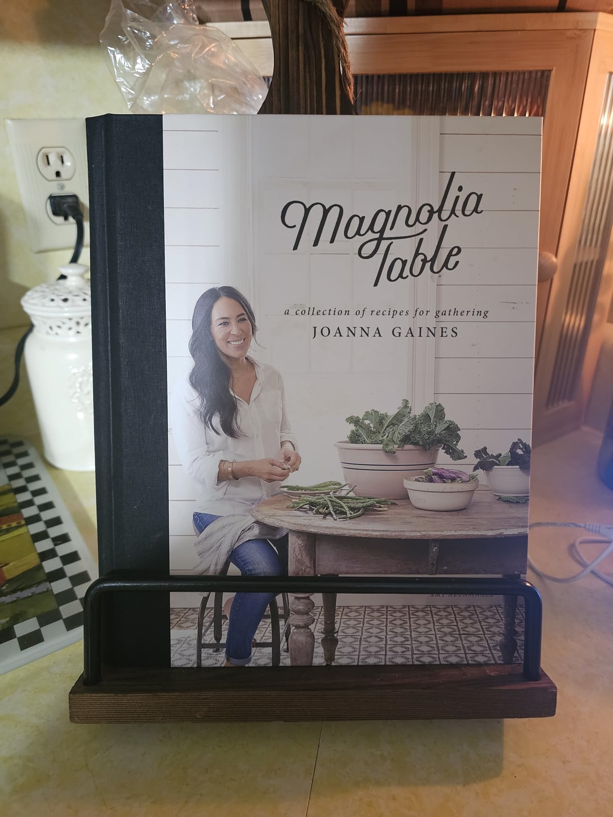 Cookbook Stand for Kitchen Counter Wood Adjustable Recipe Book Holder Stand iPad Rustic Holder Thanksgiving Day Christmas Gift for Mother, Grandma, Women customer photo 2