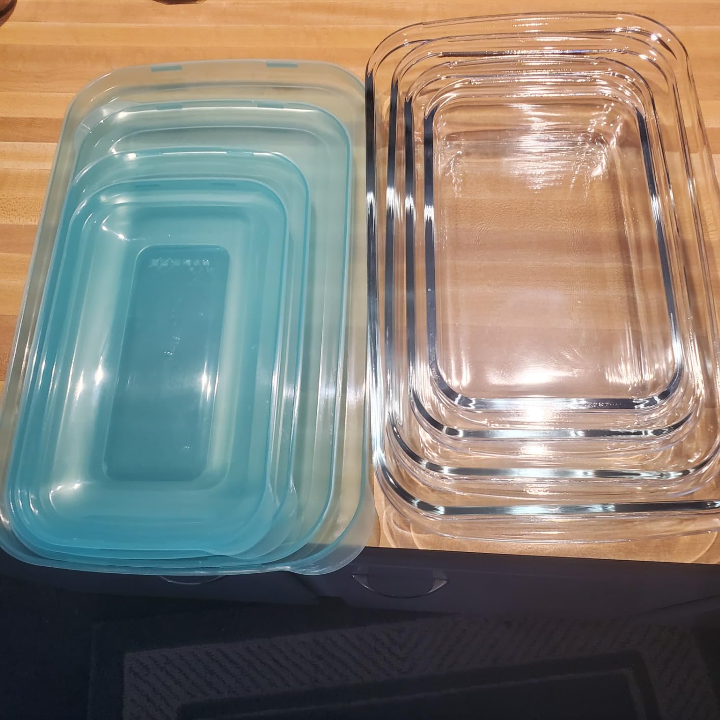 KOMUEE 8 Pieces Glass Baking Dish with Lids Rectangular Glass Baking Pan Bakeware Set for Lasagna, Leftovers, Cooking, Gray customer photo 2