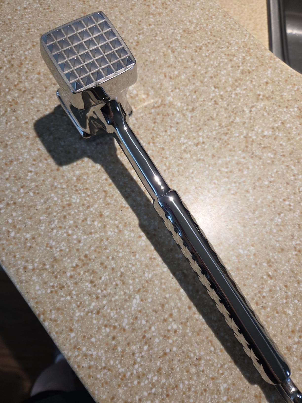 Stainless Steel Meat Tenderizer Tool, Premium Meat Mallet with Non-Slip Grip, Dual-sided Kitchen Mallet Ideal for Tenderizing Steak, Poultry & Chicken Cutlet customer photo 1