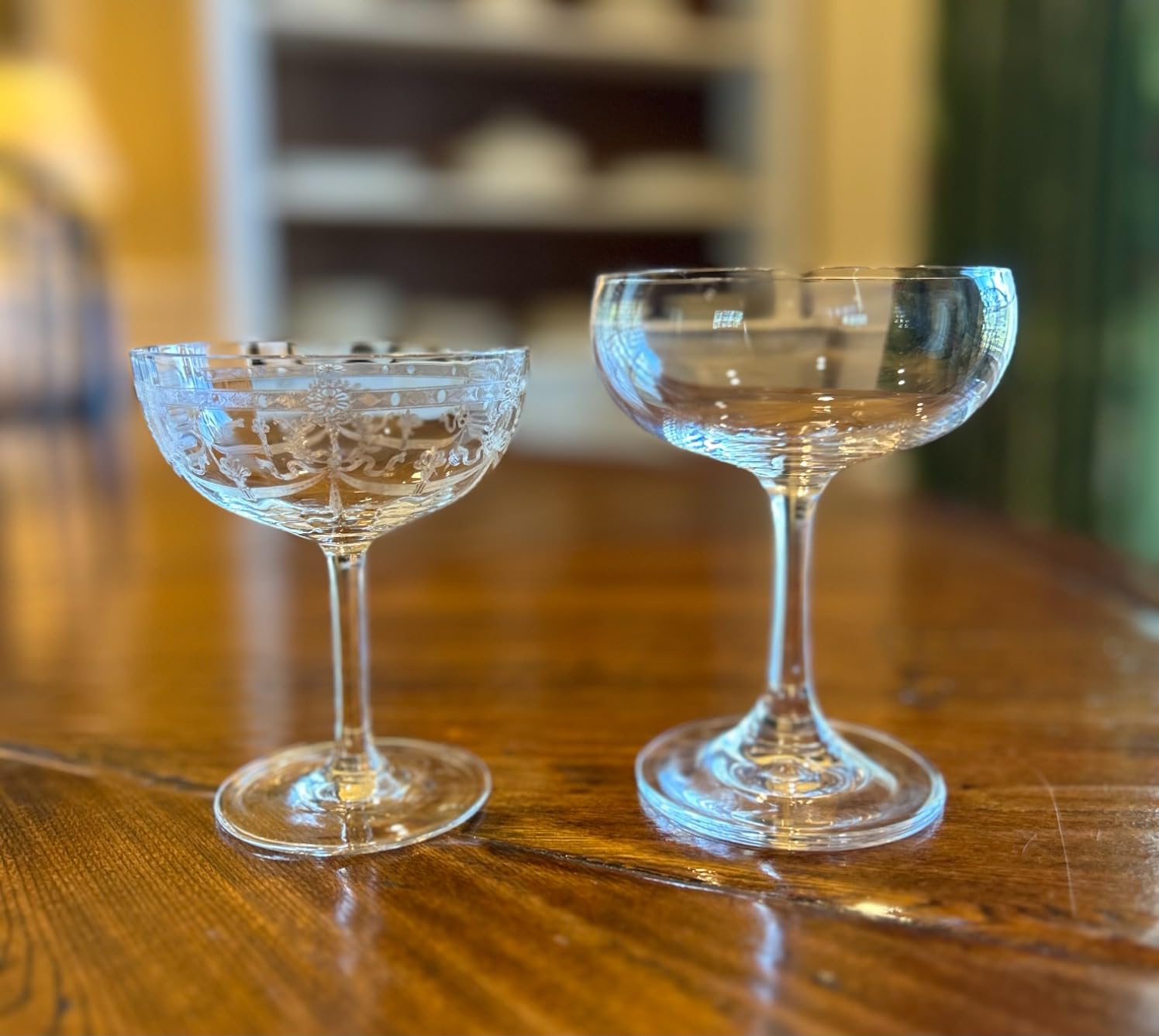 Crystal Coupe Glasses, Set of 6, 7 Ounce(220ml), Elegant Short Stem Design, Clear Cocktail Glasses Sets Perfect for Drinking Champagne, Sweet Wine, etc. customer photo 1