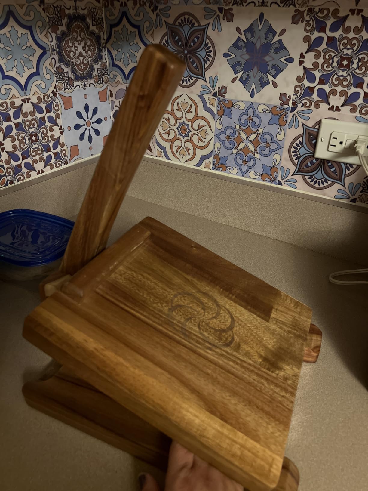Wooden Tortilla Press Mexican Tortillera Presser Made from Natural Food-Grade Acacia Wood - Large Wood Pataconera with 50 Pieces Parchment Paper, Dough Cutter and Recipes eBook (Square 10