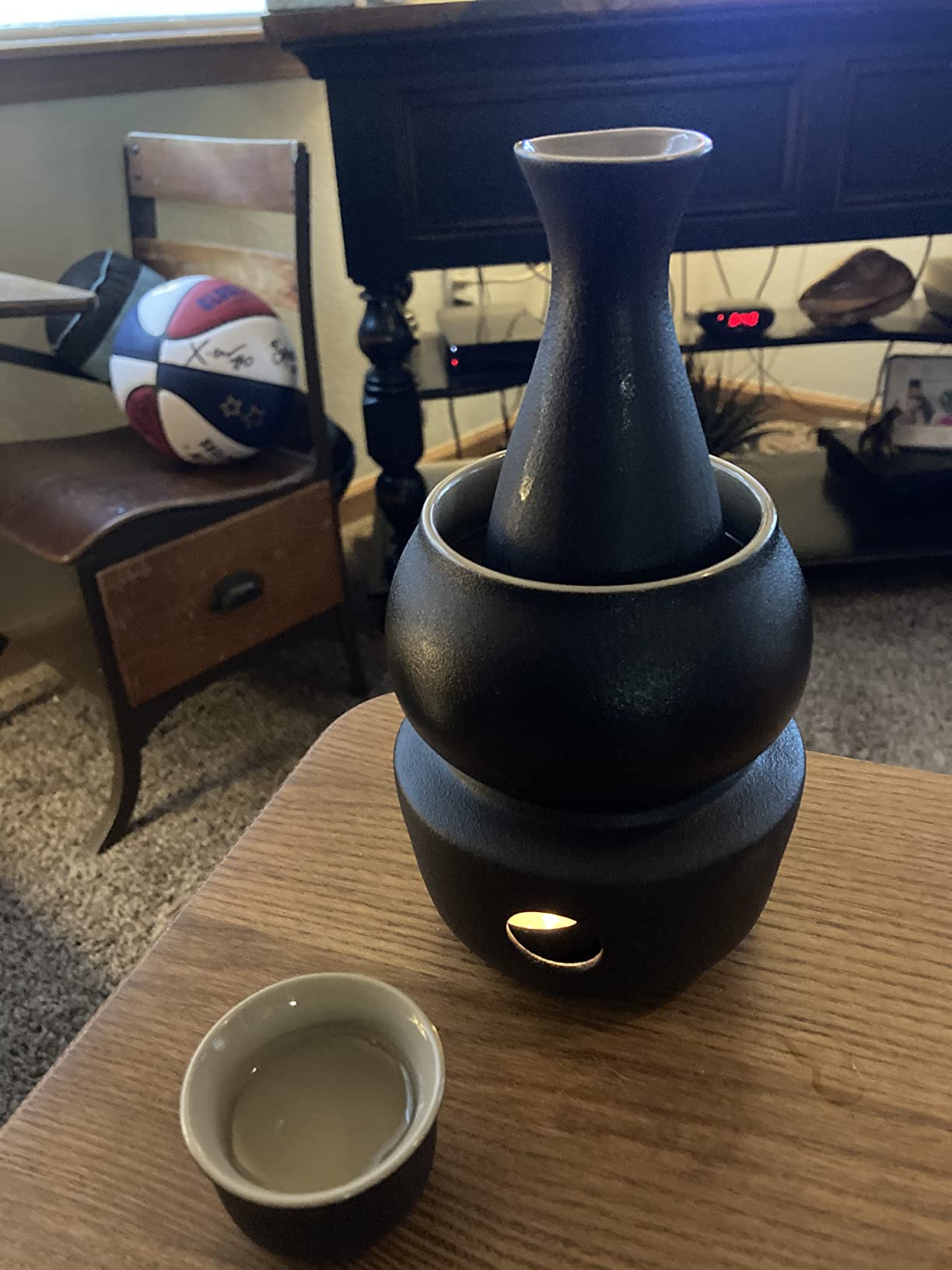 Tosnail 7 Pieces Ceramic Japanese Sake Set with Warmer, Hot Saki Set - Black customer photo 1