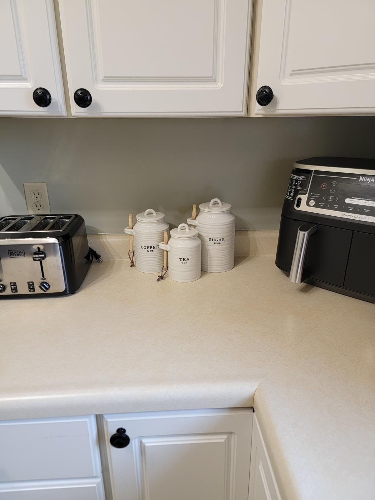 Barnyard Designs Ceramic Kitchen Canister Set White (Coffee/Sugar/Tea), Set of 3 Decorative Rustic Farmhouse Ceramic Jars customer photo 1