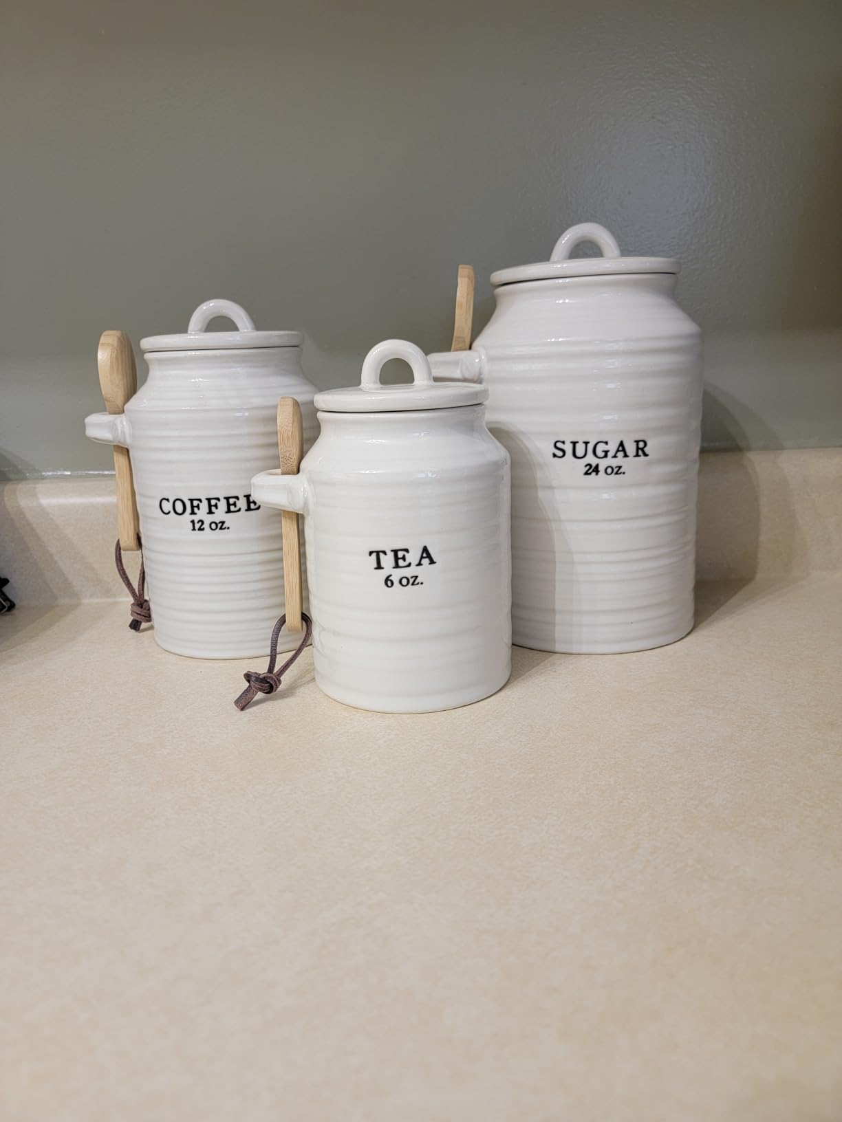 Barnyard Designs Ceramic Kitchen Canister Set White (Coffee/Sugar/Tea), Set of 3 Decorative Rustic Farmhouse Ceramic Jars customer photo 2