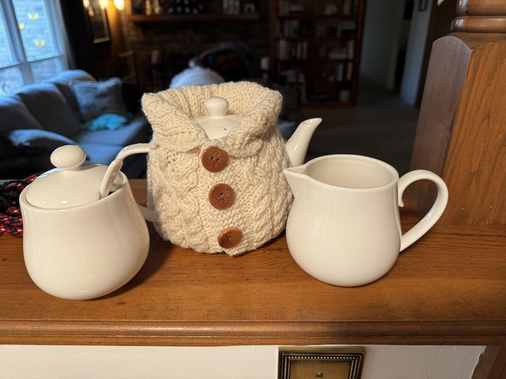 Sweese 12 Ounce Porcelain Sugar and Creamer Set, Coffee Serving Set, 3 Piece with Creamer Pitcher, Sugar Bowl with Lid and Spoon customer photo 1