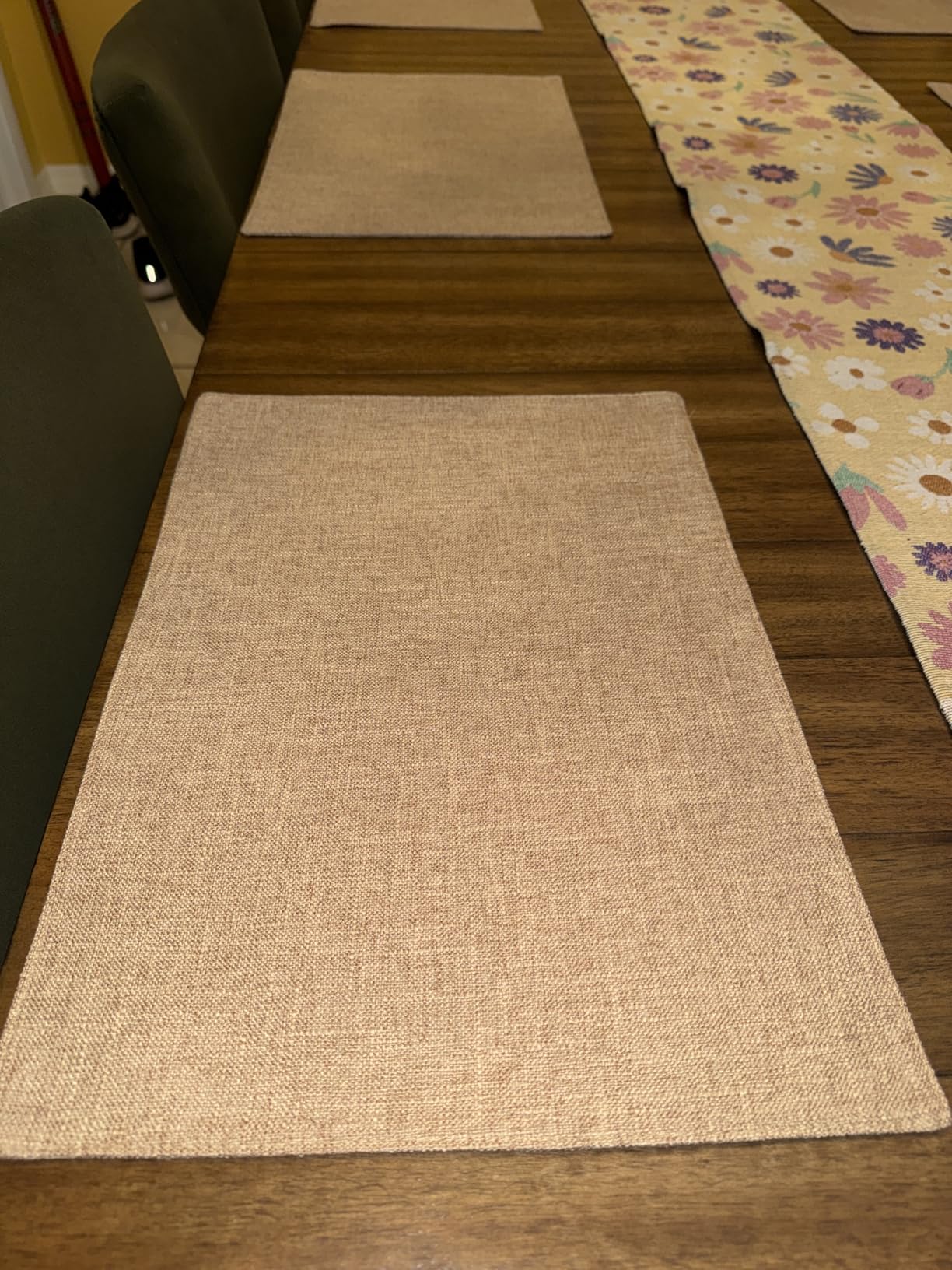 homing Cotton Linen Placemats Set of 6, Cloth Washable Farmhouse Dining Table Mats for Indoor, Outdoor, Easter, Easy to Clean, Neutral Beige, 13 x 19 Inch customer photo 1