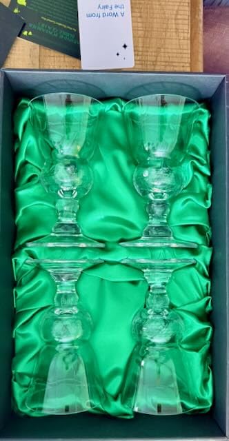 Vintage Crystal Absinthe, Sambuca, Raki, Pastis, Ouzo Glasses | Set of 4 | Short Stemmed 6.5 oz Goblets with Bubble Reservoir for Drinking Green Fairy | Handblown Small Wine Bistro Glassware customer photo 2