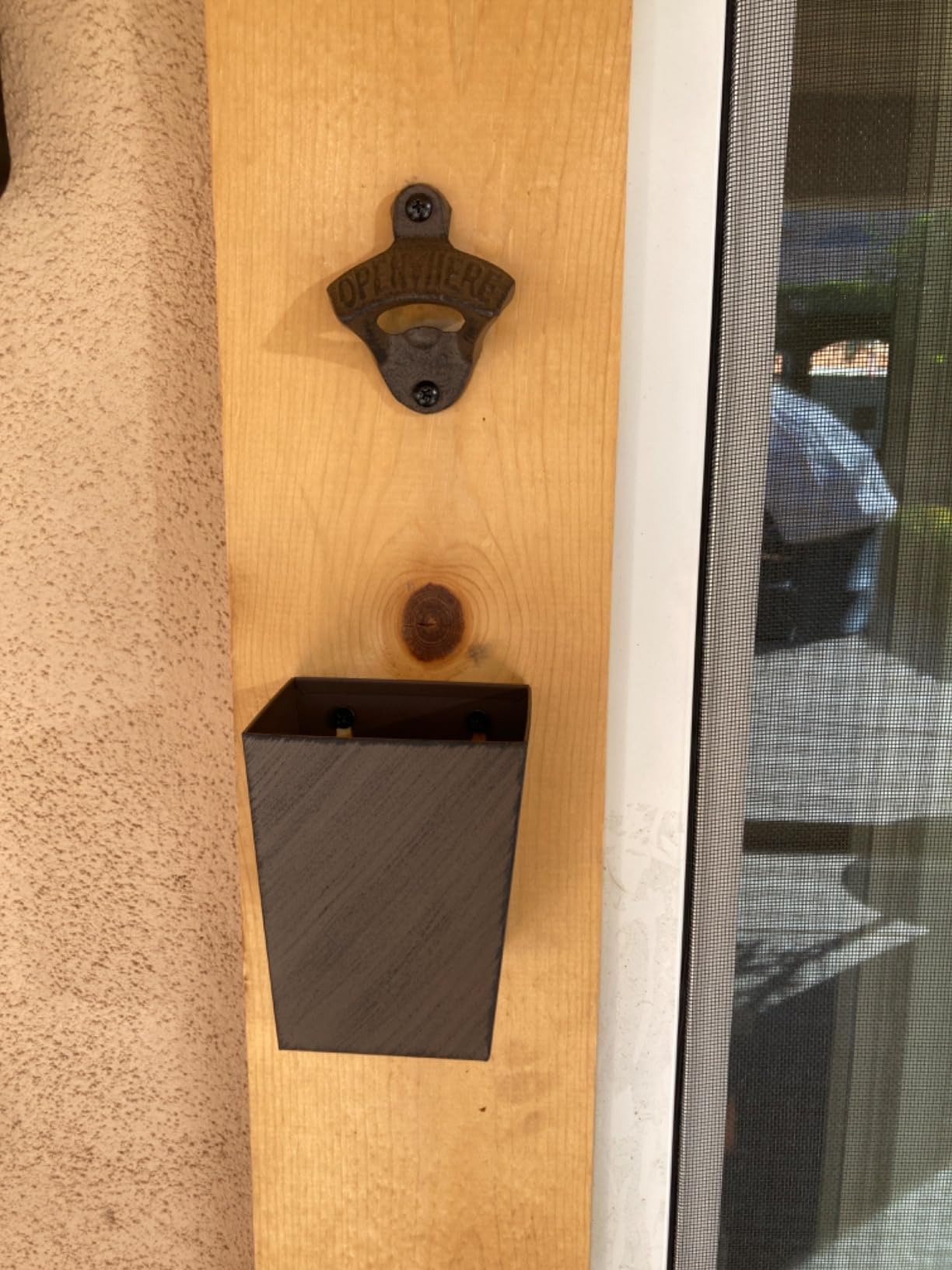 Satin Black Cast Iron Bottle Opener Wall Mounted with Bottle Cap Catcher Narrow customer photo 1