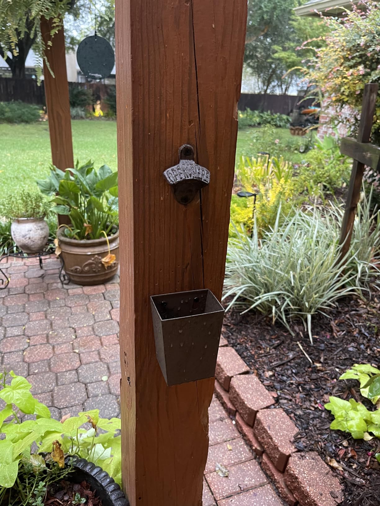 Satin Black Cast Iron Bottle Opener Wall Mounted with Bottle Cap Catcher Narrow customer photo 2