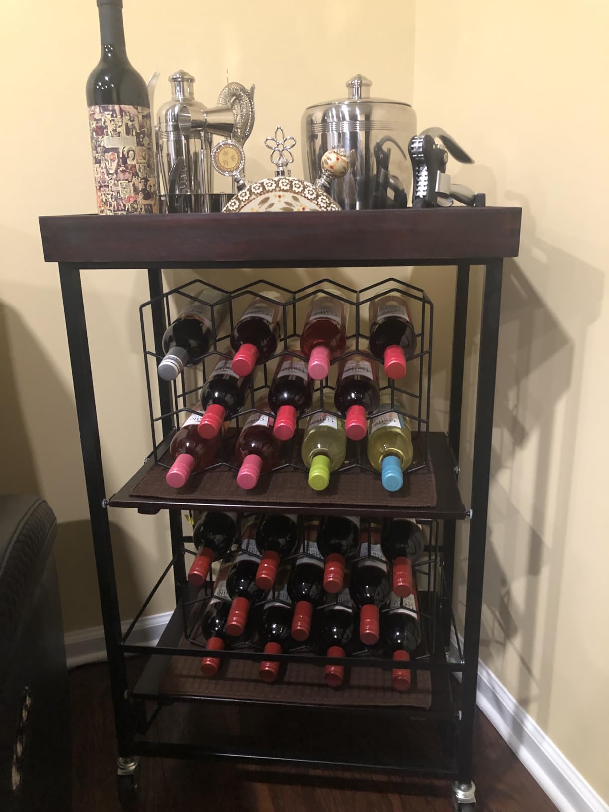 Gusto Nostro Countertop Wine Rack - 14 Bottle Freestanding Modern Black Metal Small - 3 Tier Tabletop Wine Holder Stand for Cabinet, Pantry - Wine Racks Countertop - No Assembly Required customer photo 1