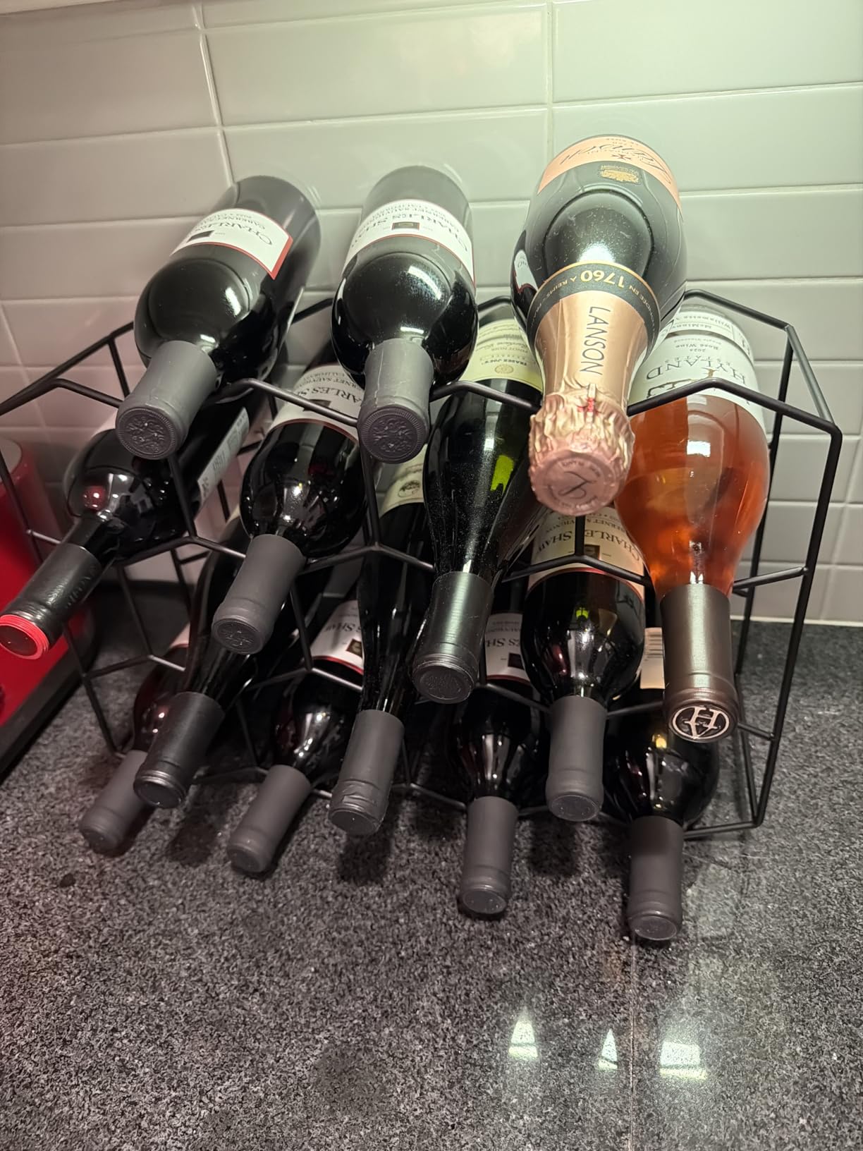 Gusto Nostro Countertop Wine Rack - 14 Bottle Freestanding Modern Black Metal Small - 3 Tier Tabletop Wine Holder Stand for Cabinet, Pantry - Wine Racks Countertop - No Assembly Required customer photo 2