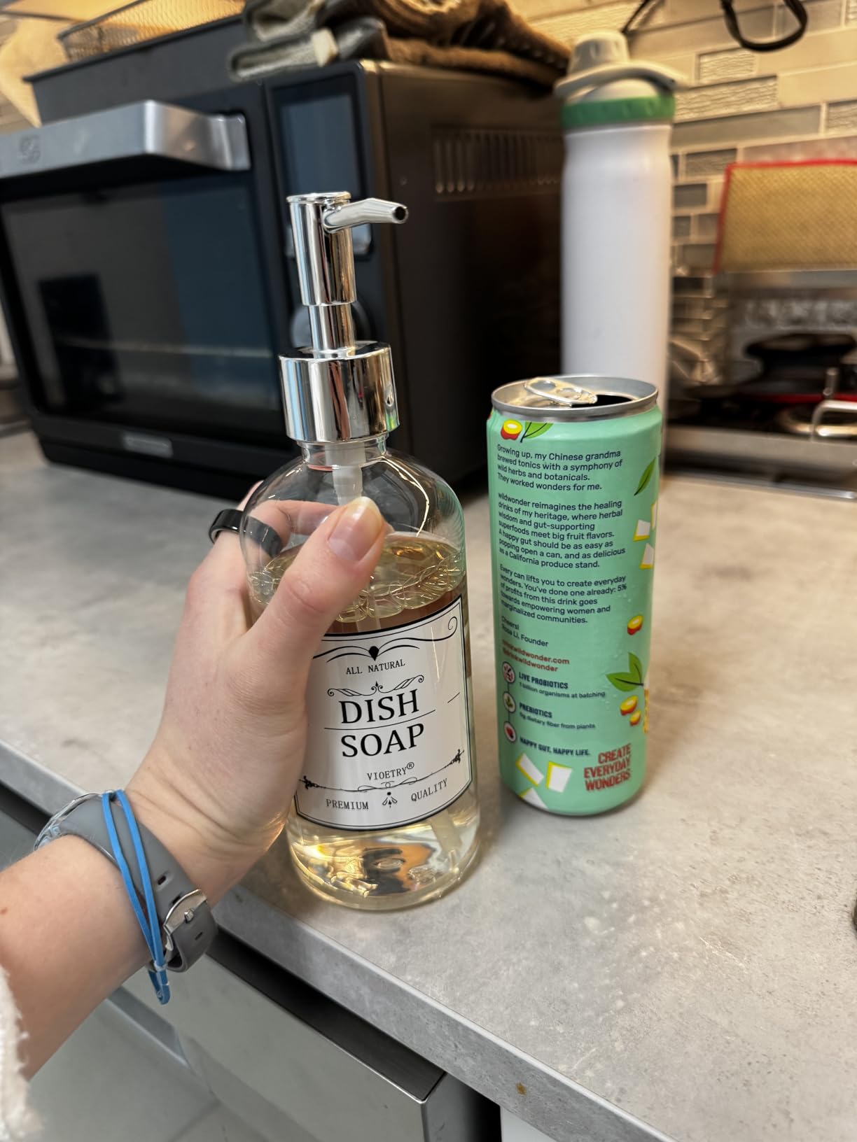 Clear Soap Dispenser with Rust Proof Pump, Waterproof Labels (2 Pack, 16 Oz), Plastic Hand Soap Dish Soap Dispenser for Kitchen Bathroom customer photo 2