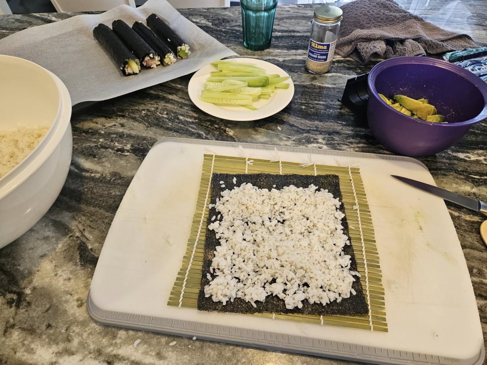 Alas Complete 20 Piece Sushi Making Set - Kit for Beginners & Pros with Knife, 2 Mats, Rice Bazooka and Dipping Plate customer photo 2
